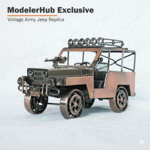 vintage handcrafted metal military jeep model retro willys style industrial art collectible