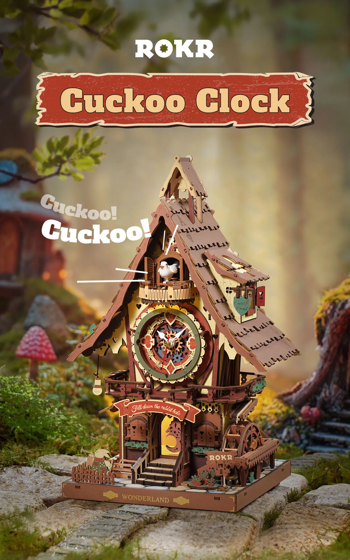 rokr cuckoo clock mechanical 3d wooden puzzle