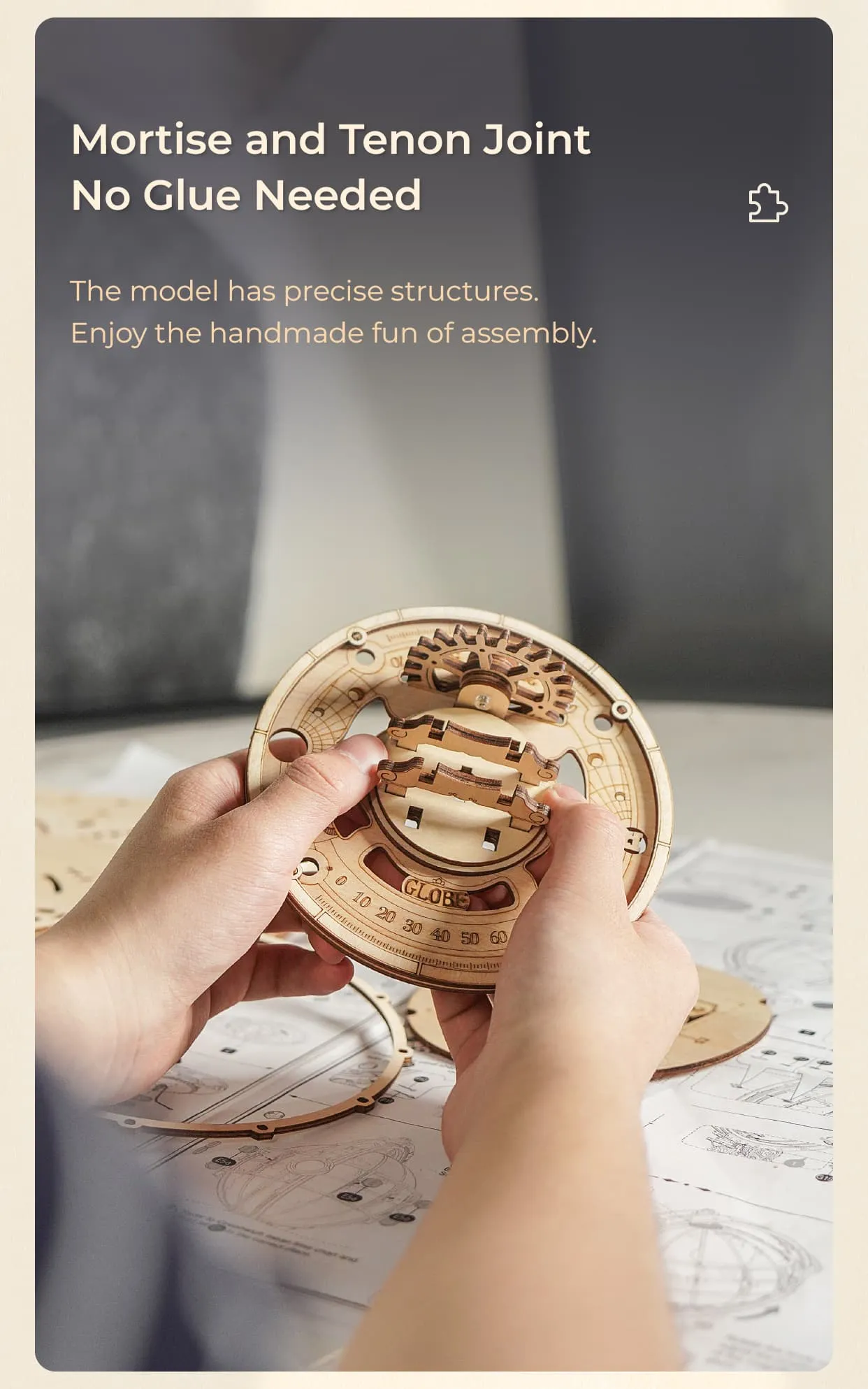 rokr luminous globe st003 3d wooden model