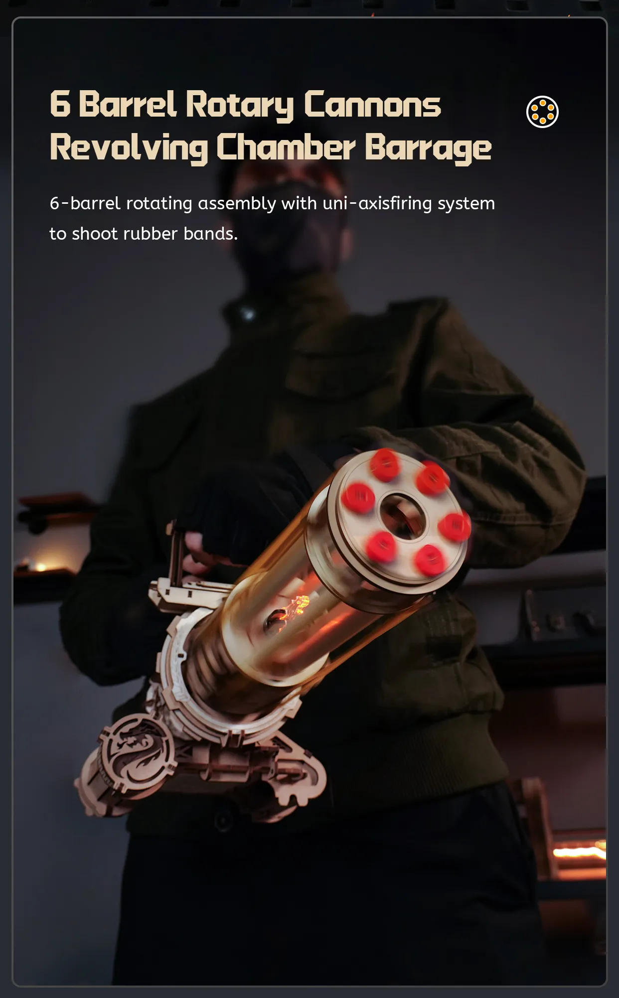 rokr rotating barrel machine gun 3d wooden puzzle lqa01