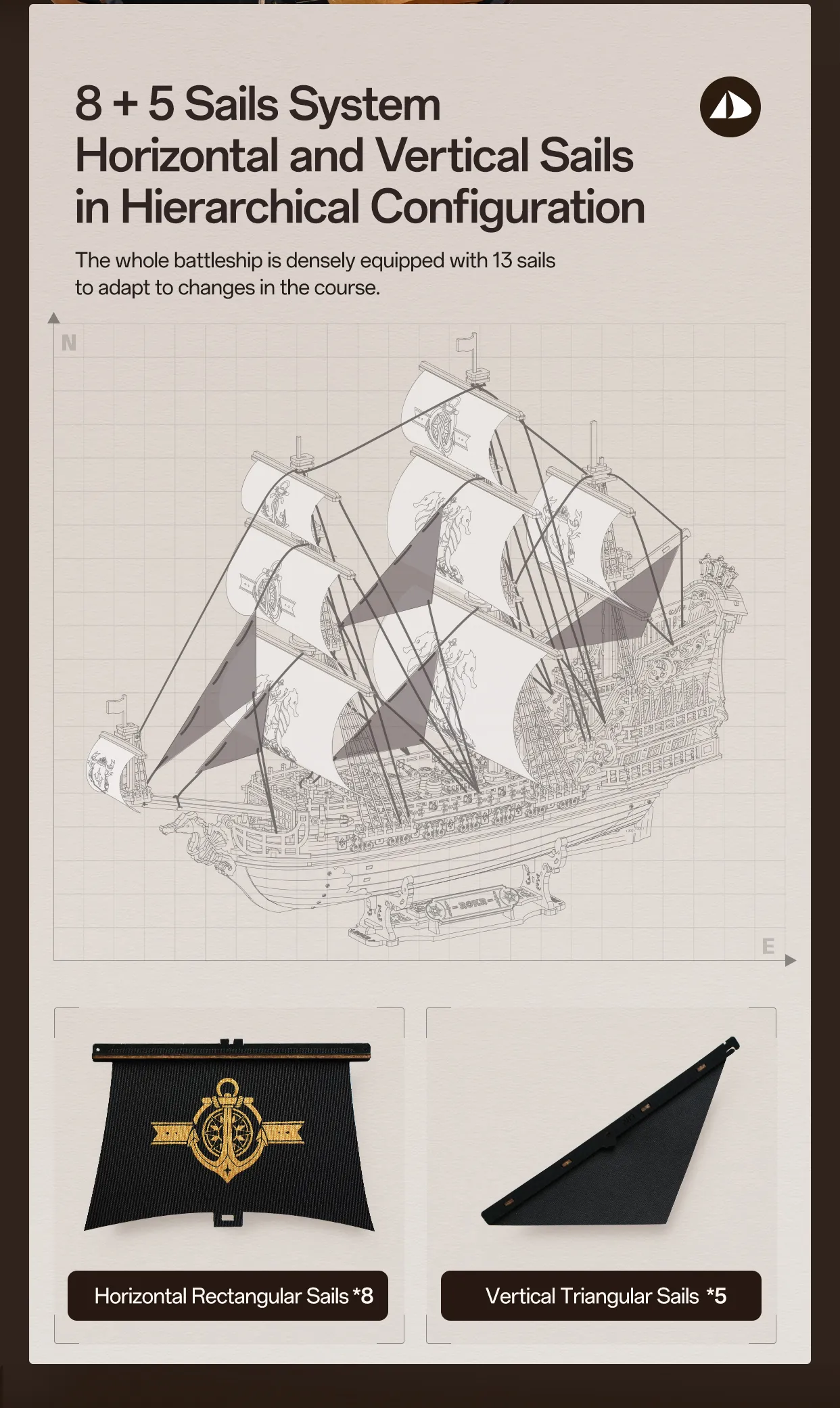 rokr the seahorse barque 3d wooden puzzle mcb02