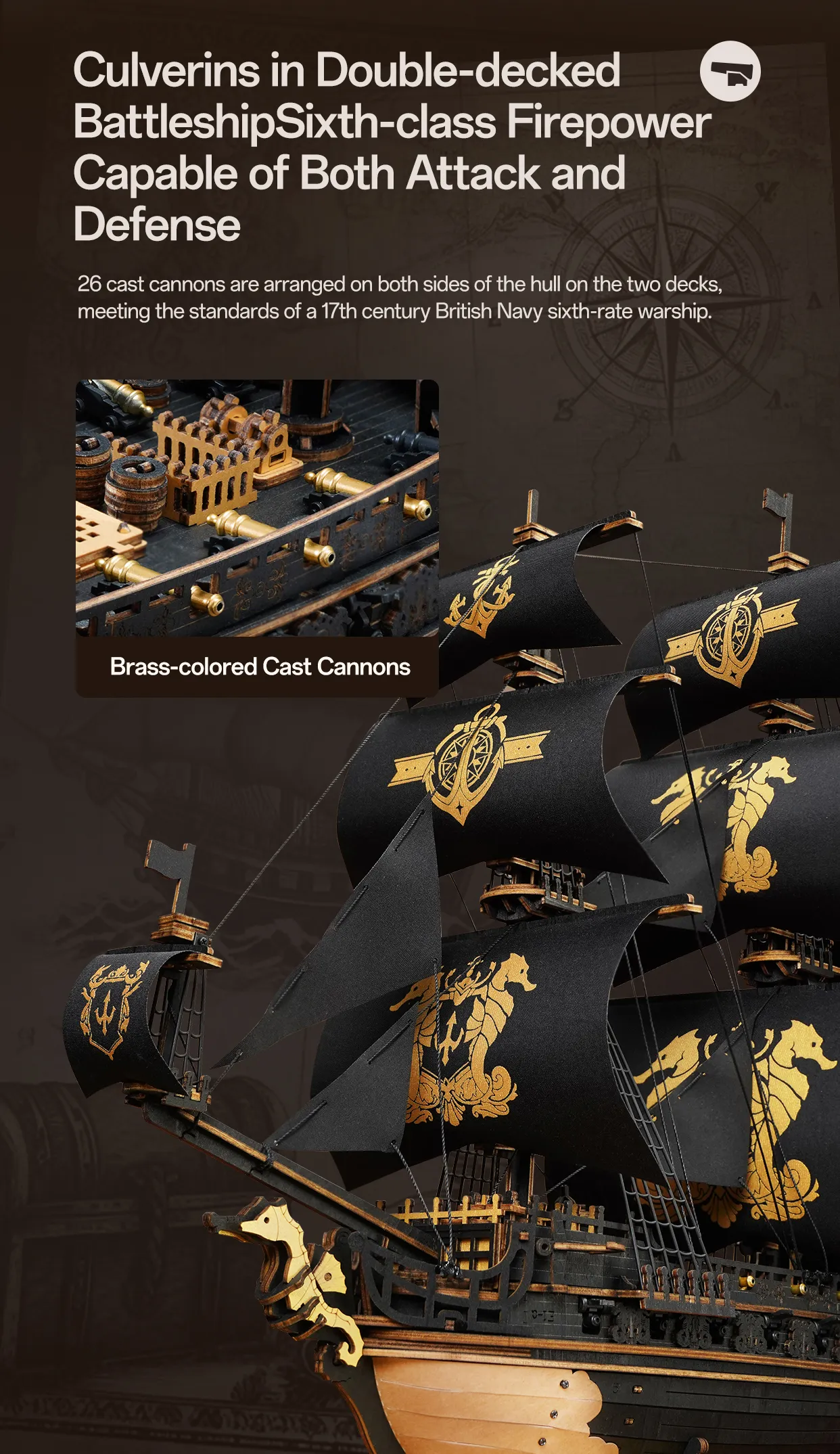 rokr the seahorse barque 3d wooden puzzle mcb02