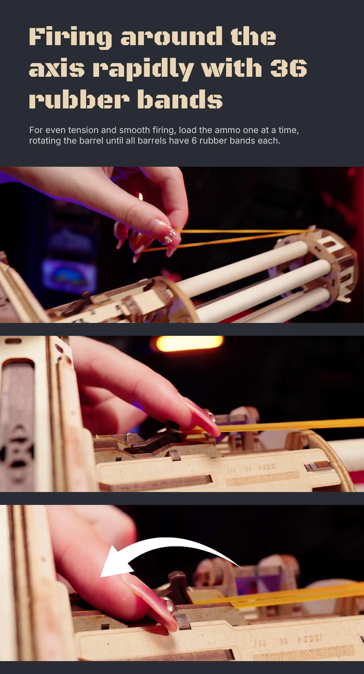 rokr rotating barrel machine gun 3d wooden puzzle lqa01