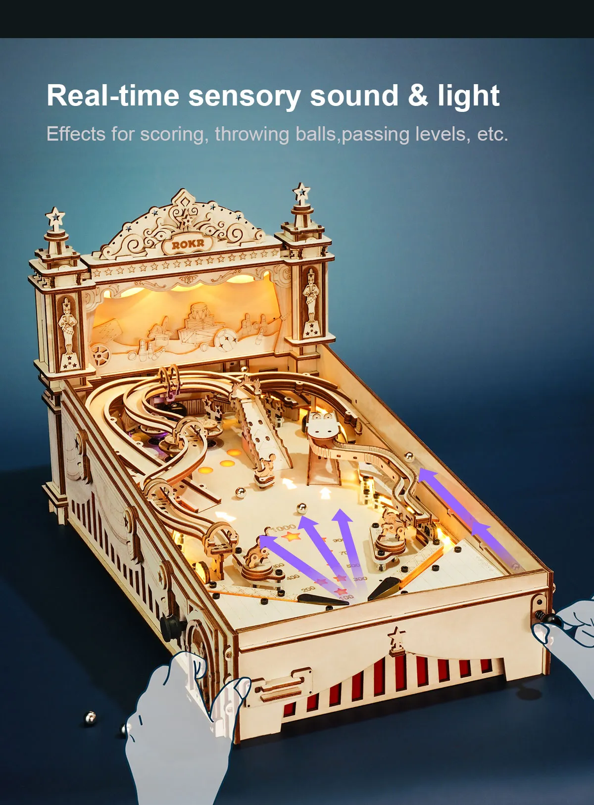 rokr 3d pinball machine 3d wooden puzzle eg01