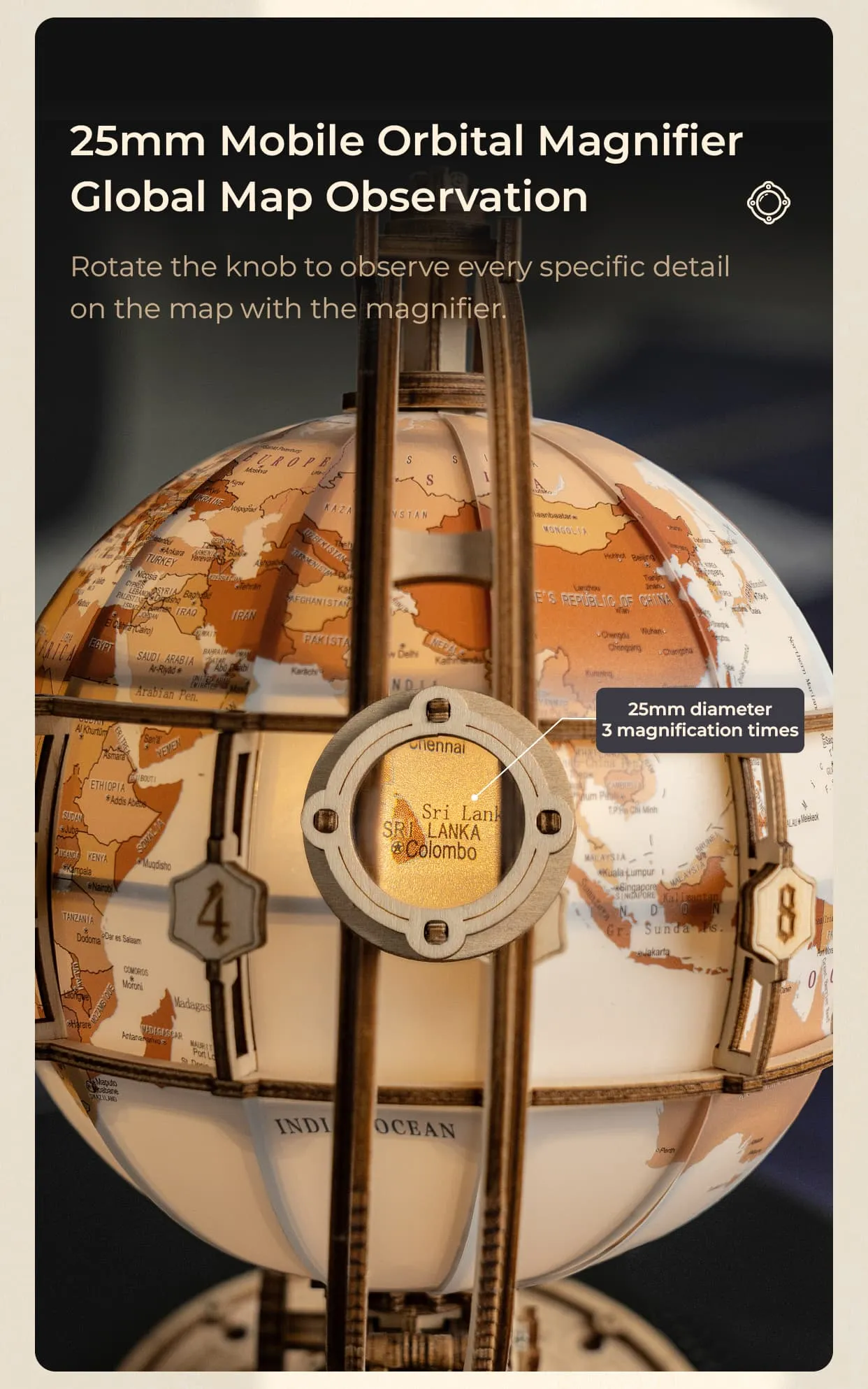 rokr luminous globe st003 3d wooden model