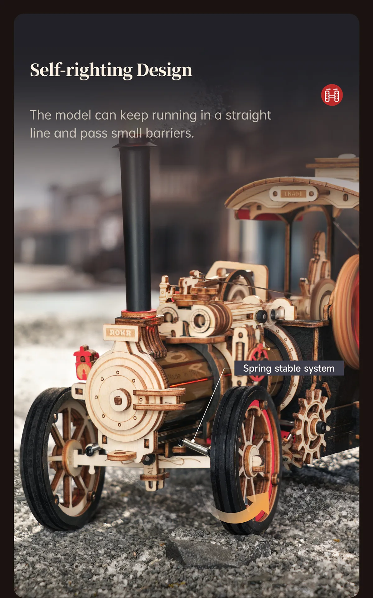 rokr steam engine mechanical 3d wooden puzzle lka01