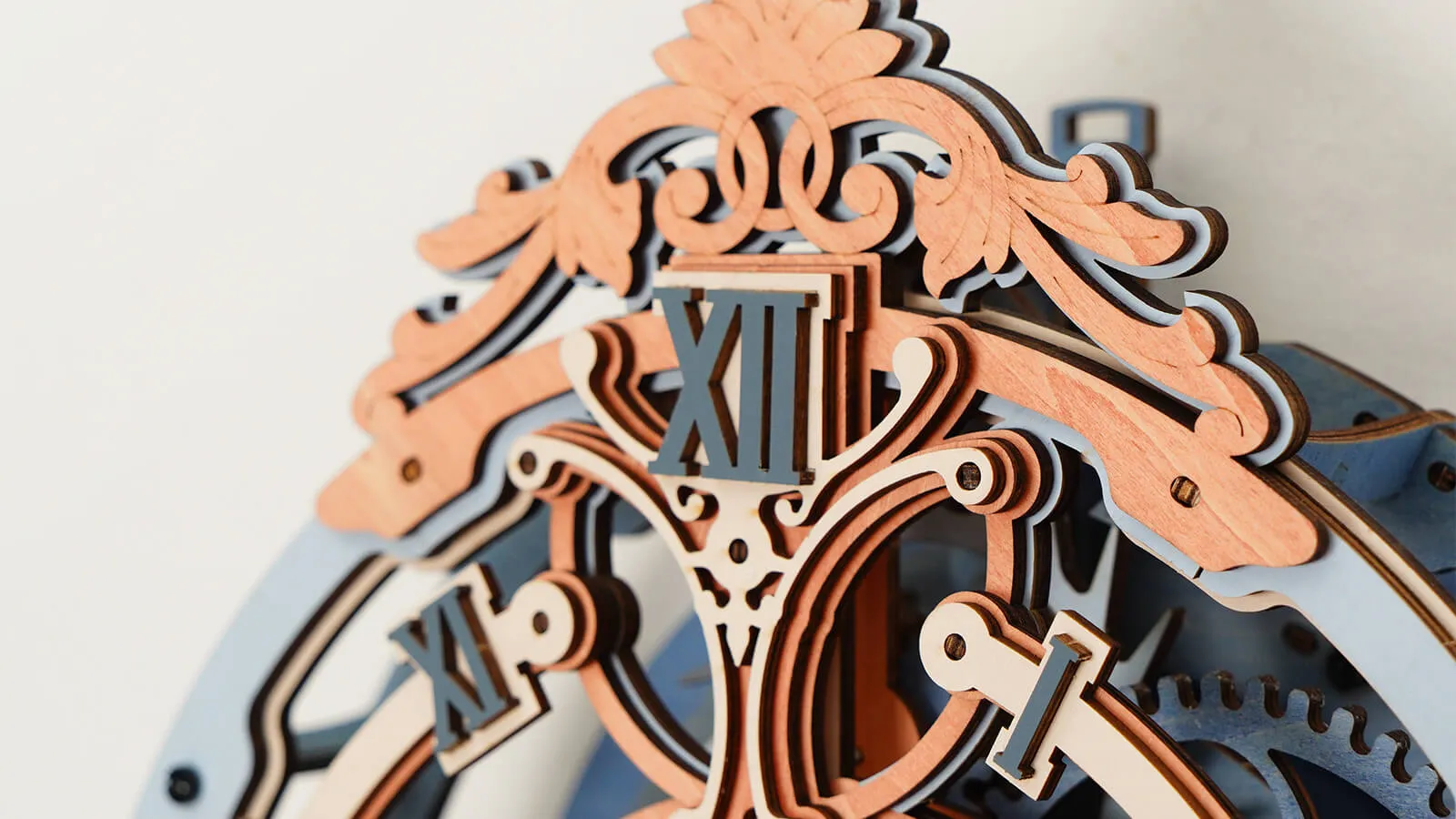 rokr romantic note wall clock mechanical gear 3d wooden puzzle lc701