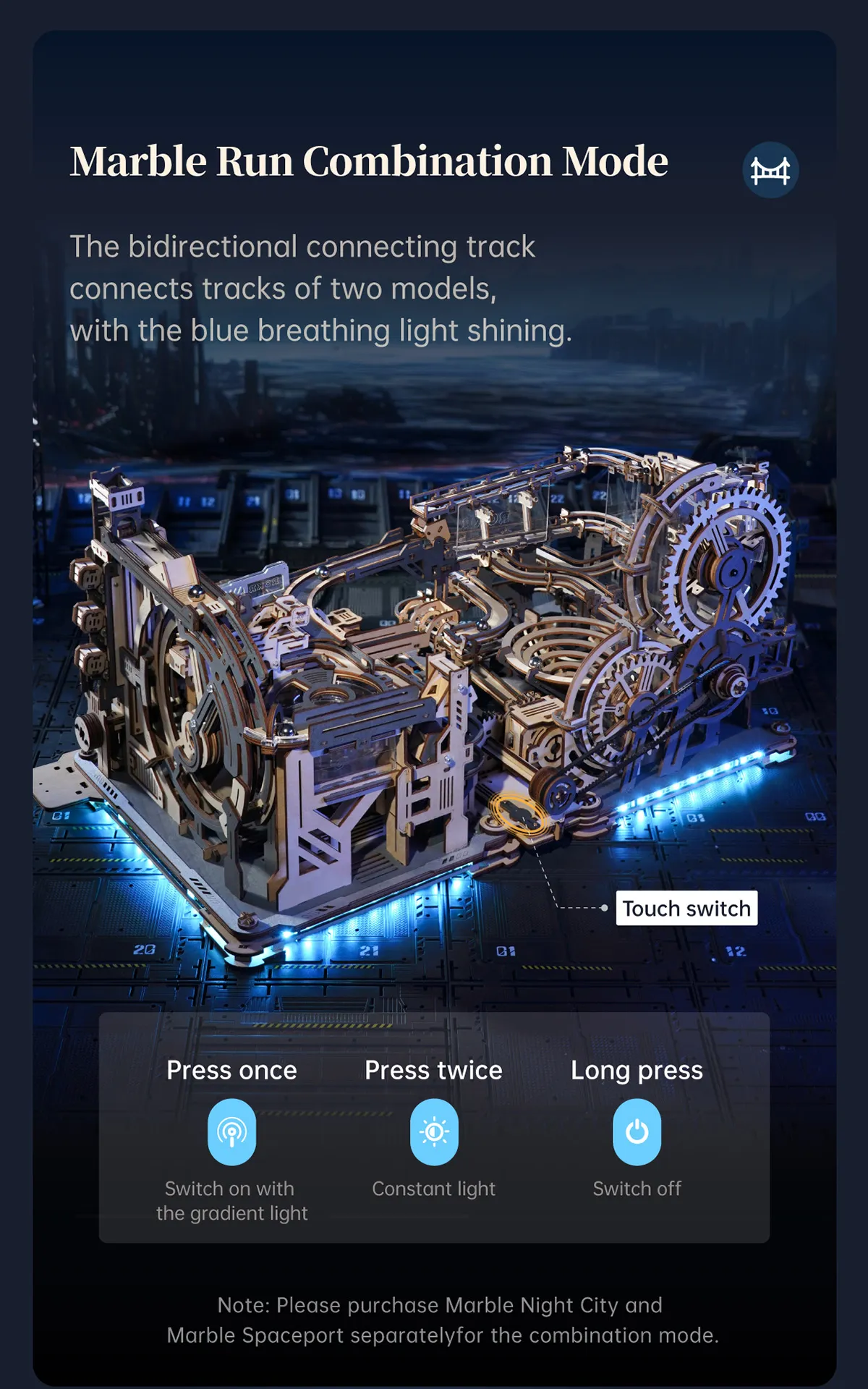 rokr marble spaceport marble run 3d wooden puzzle lgc01