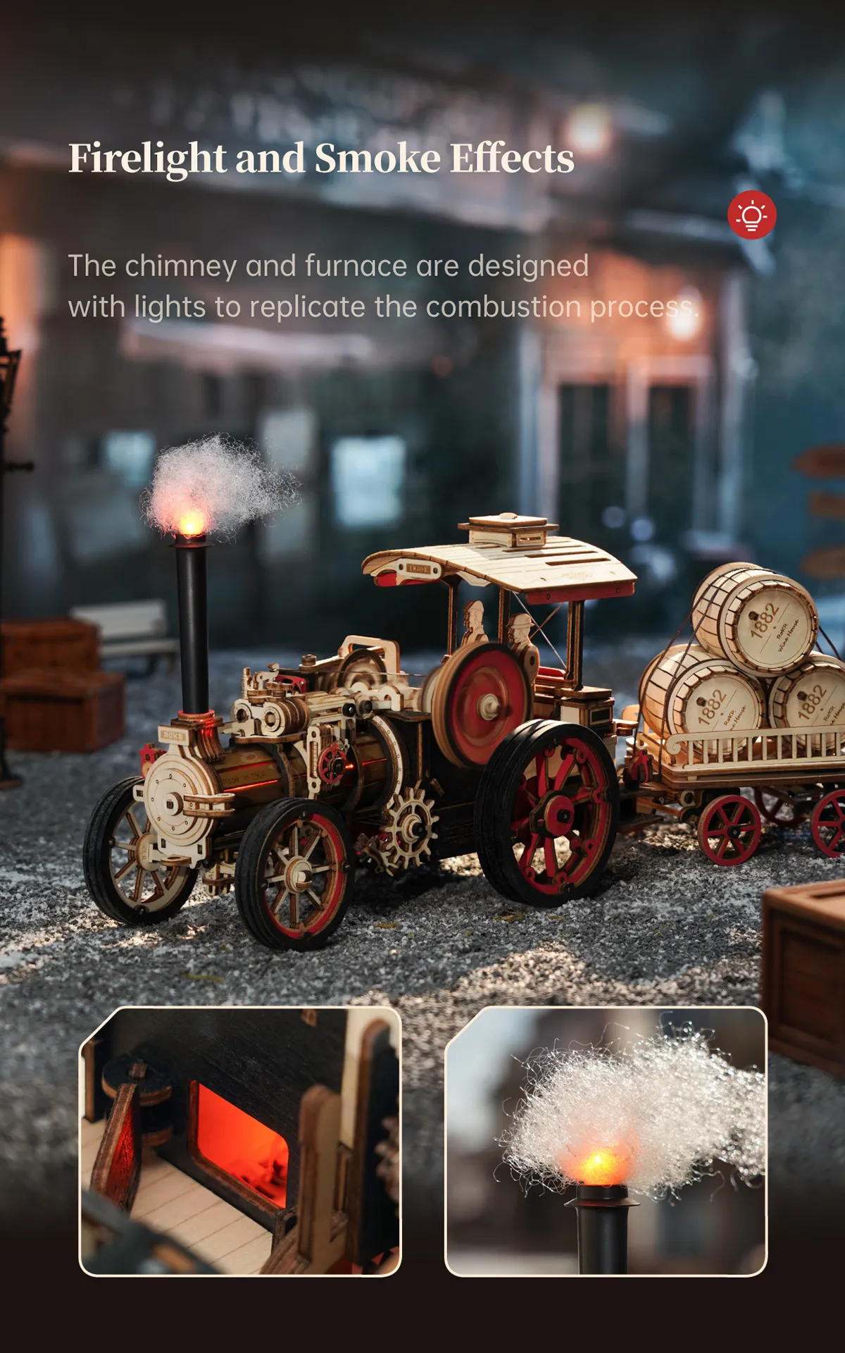 rokr steam engine mechanical 3d wooden puzzle lka01