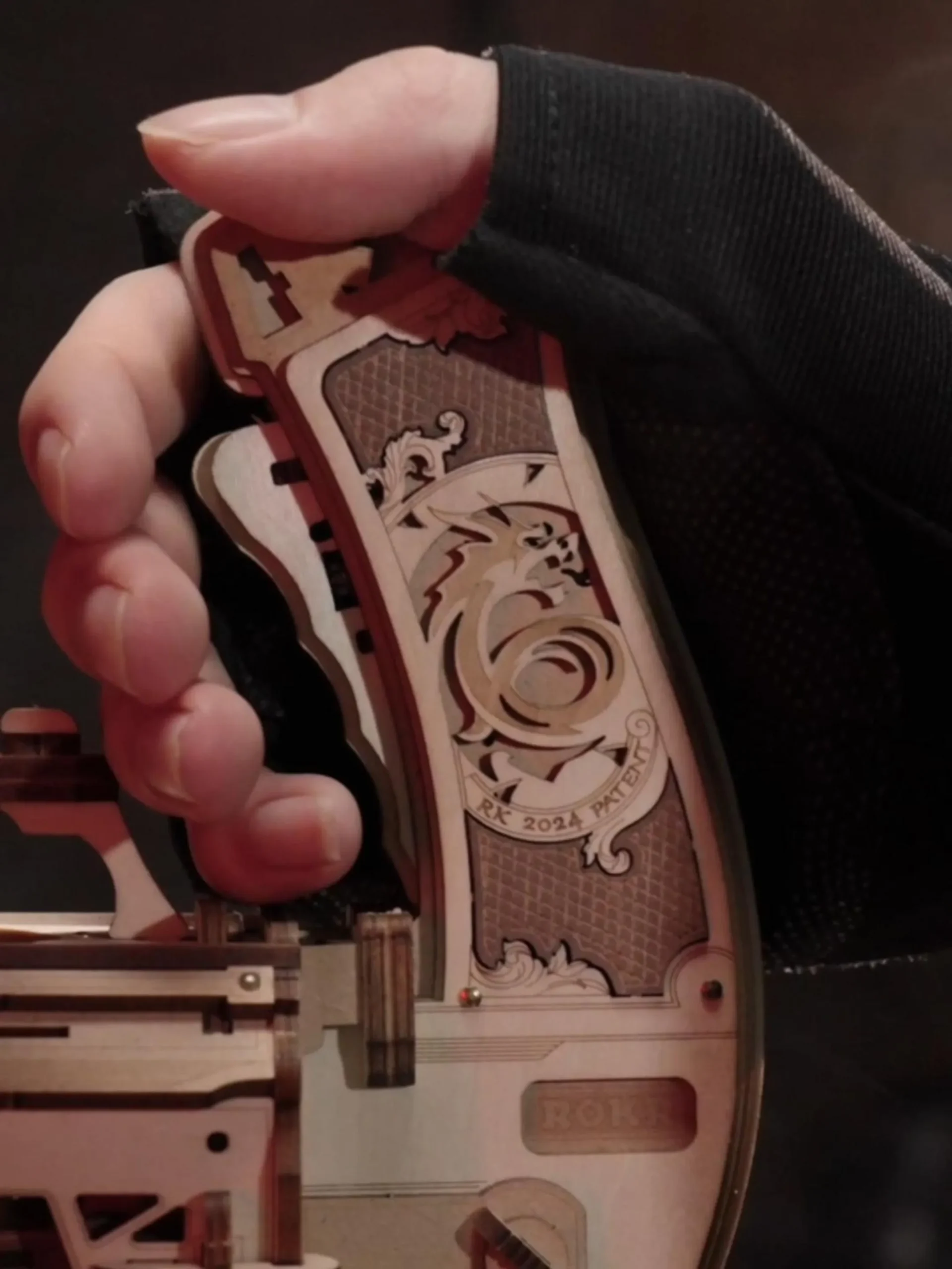 rokr rotating barrel machine gun 3d wooden puzzle lqa01