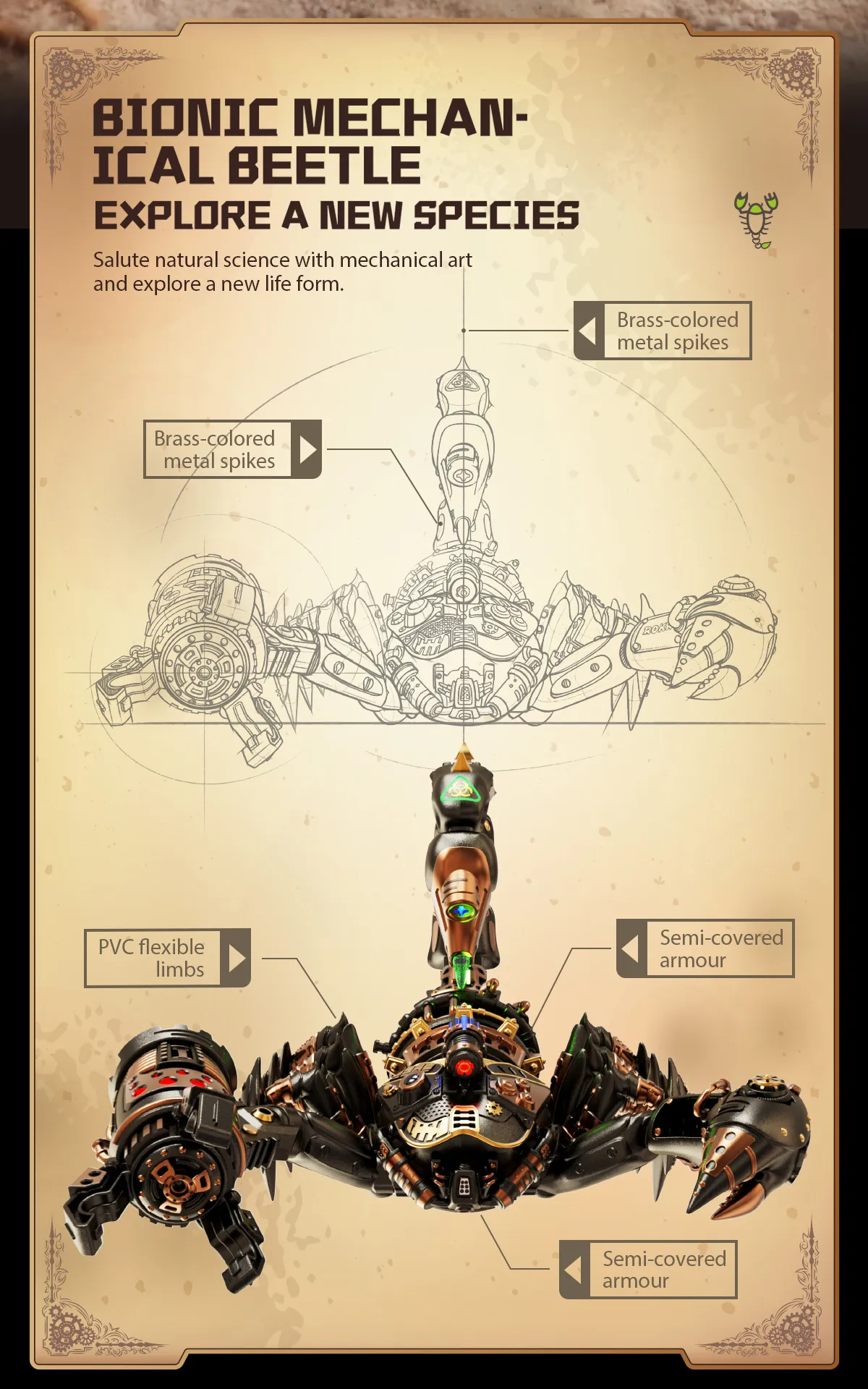rokr emperor scorpion model diy 3d puzzle mi04