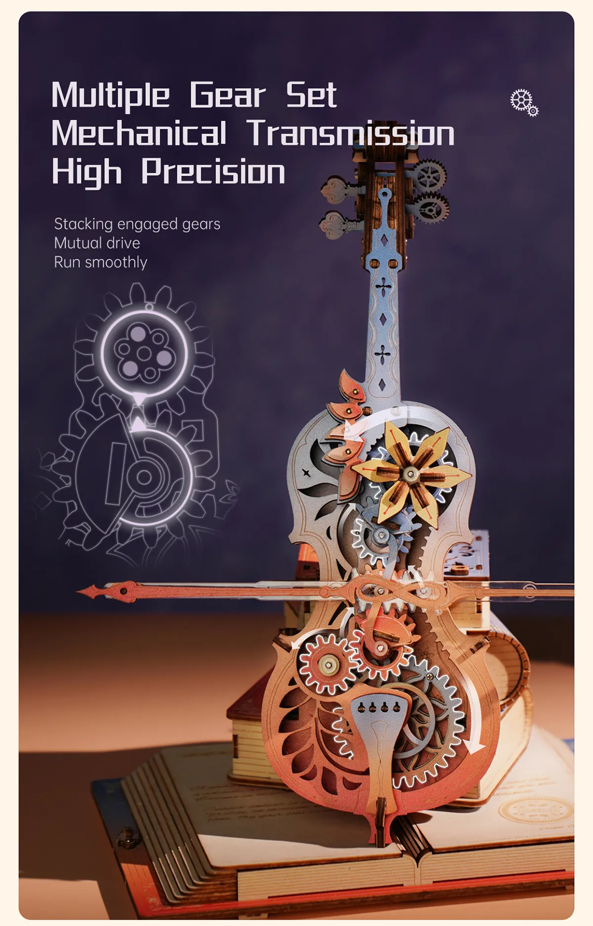 rokr symphony of gorgeous dreams mechanical music box 3d wooden puzzle amk63m