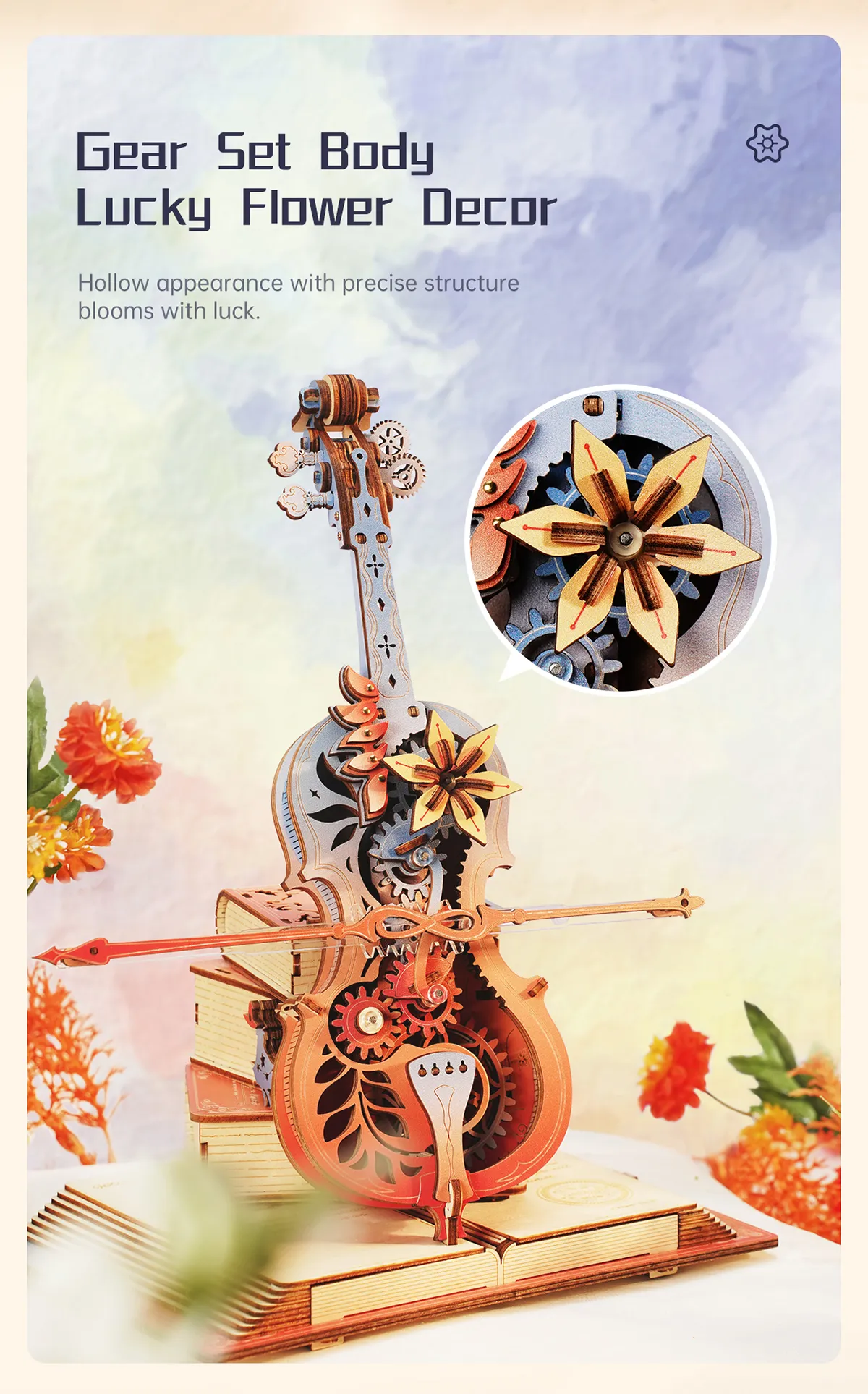 rokr symphony of gorgeous dreams mechanical music box 3d wooden puzzle amk63m