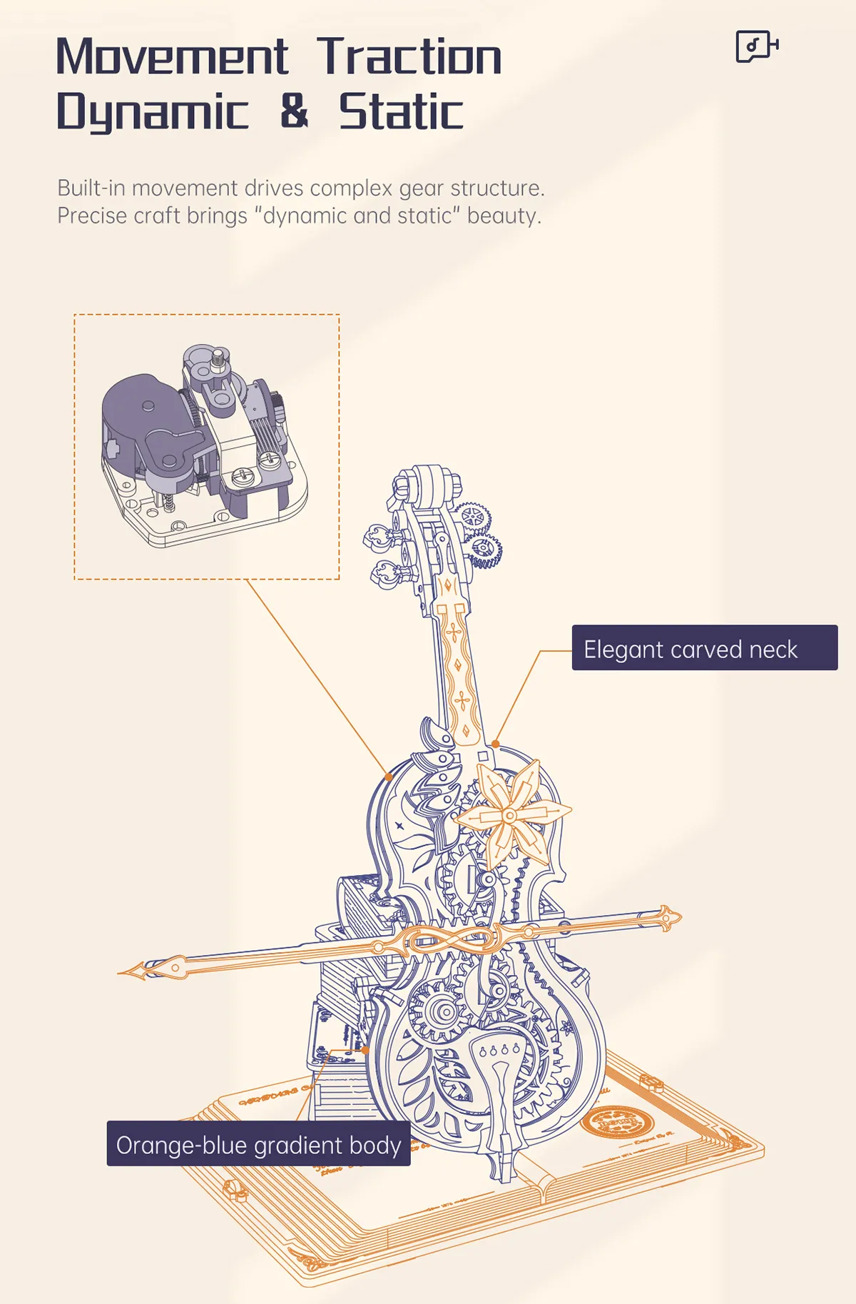 rokr symphony of gorgeous dreams mechanical music box 3d wooden puzzle amk63m