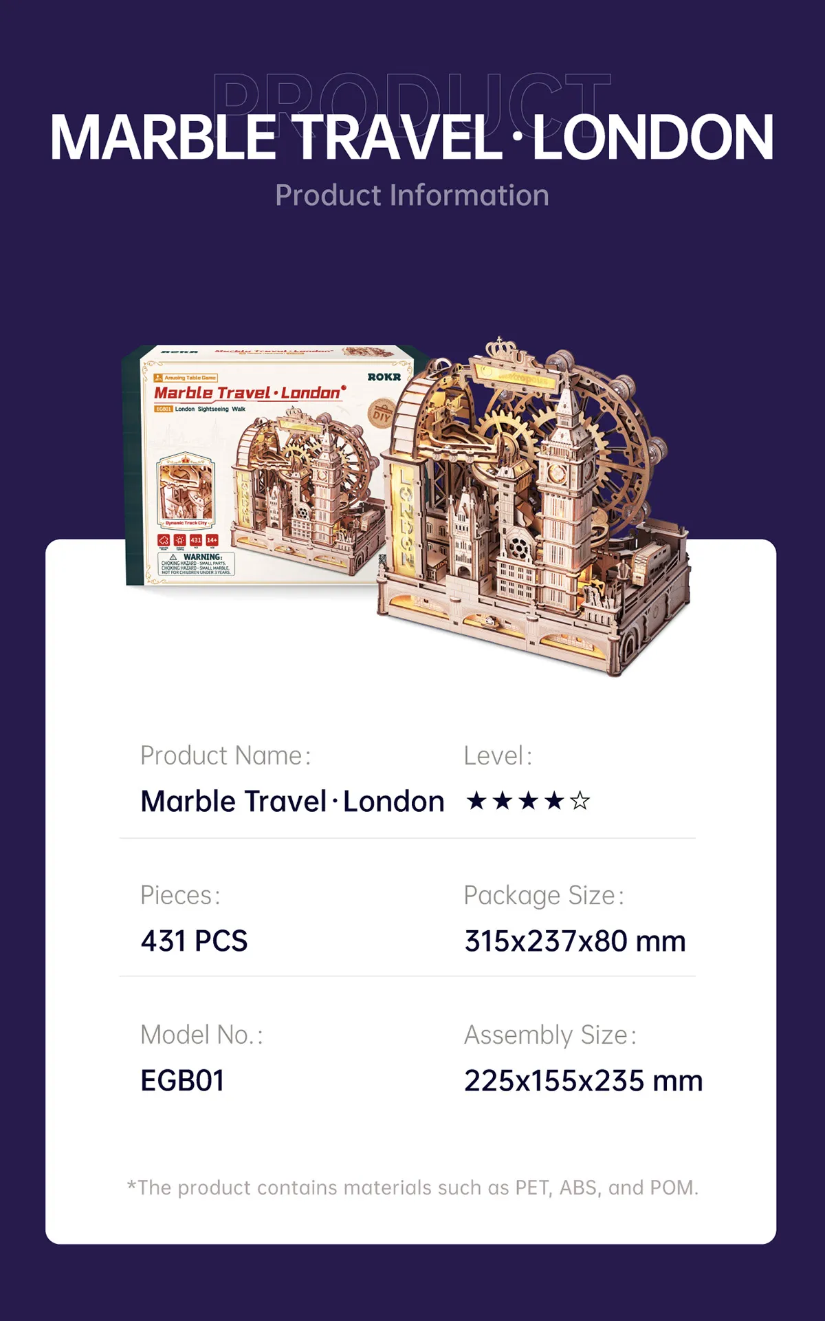 rokr marble travel london marble run wooden 3d puzzle egb01