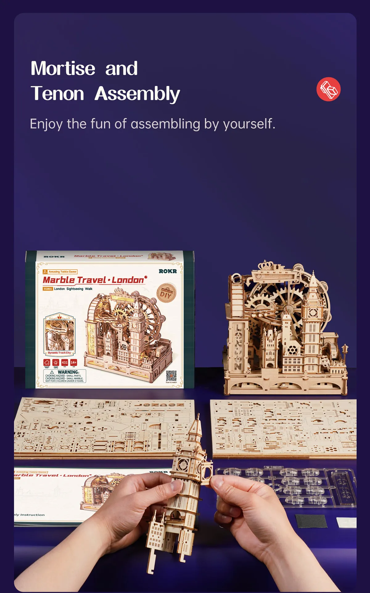 rokr marble travel london marble run wooden 3d puzzle egb01