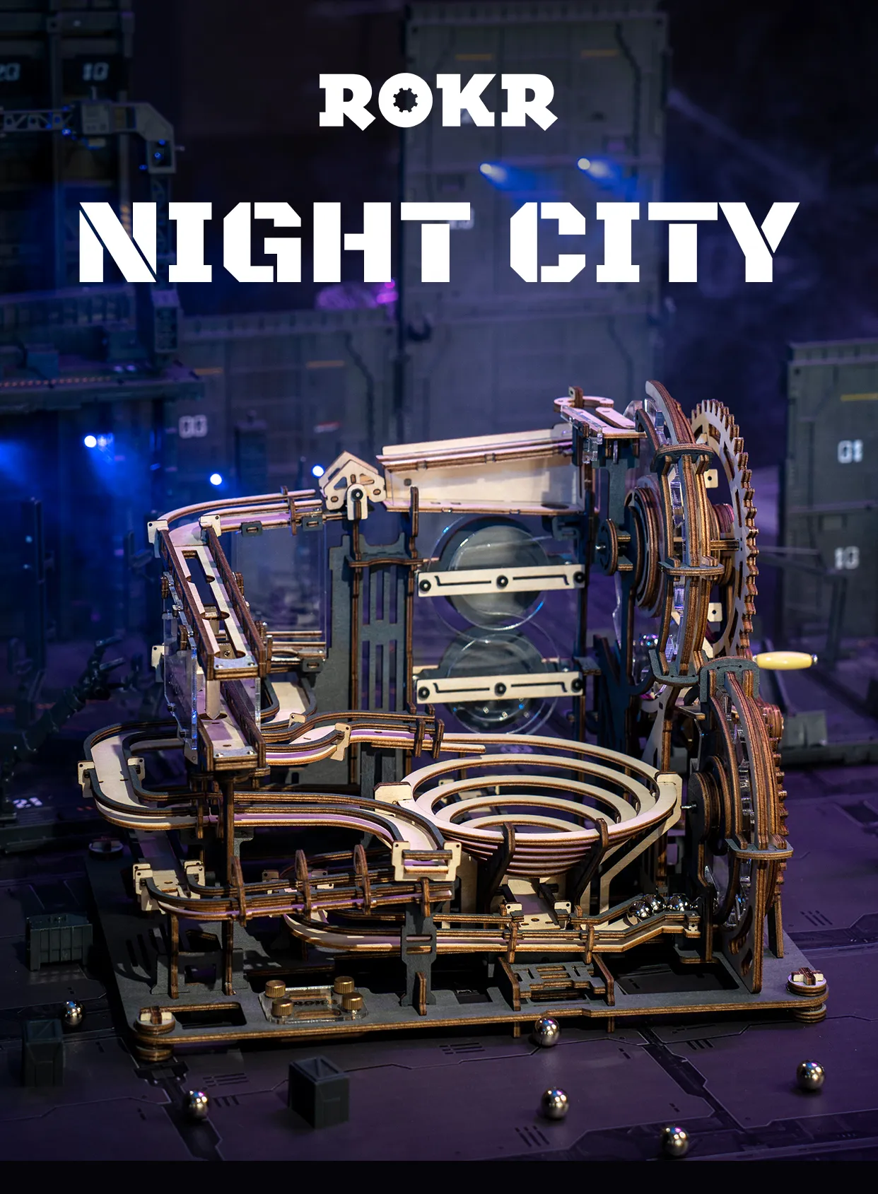 rokr marble night city wooden marble run 3d puzzle lga01