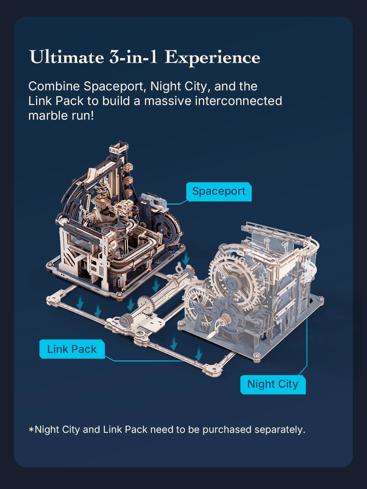 rokr marble spaceport marble run 3d wooden puzzle lgc01