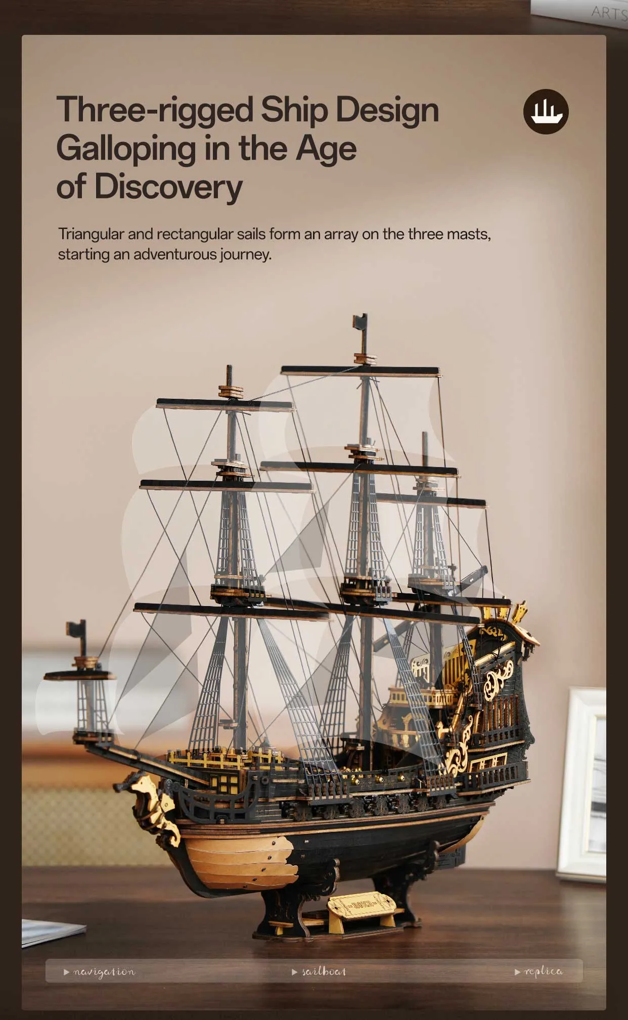 rokr the seahorse barque 3d wooden puzzle mcb02