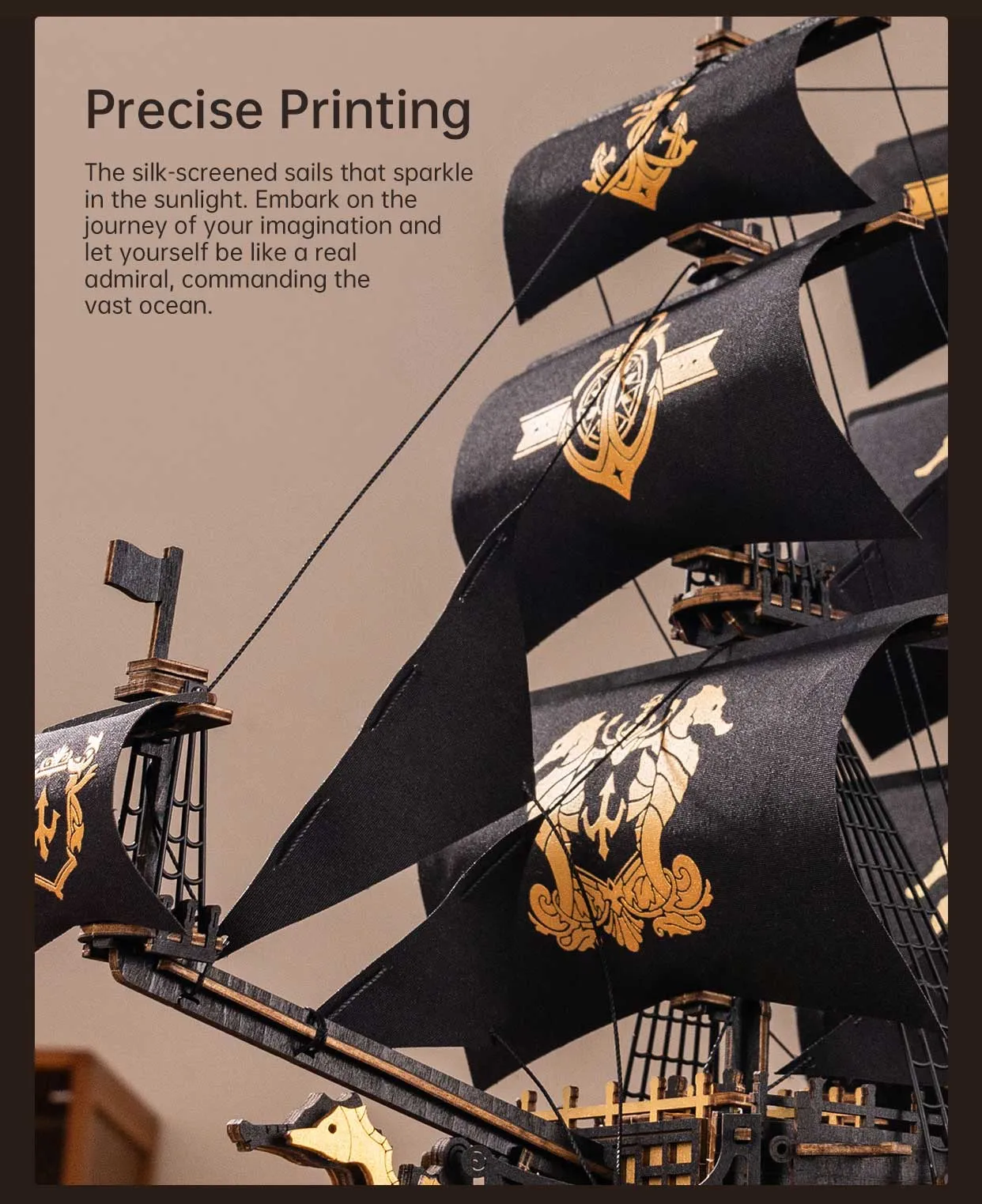 rokr the seahorse barque 3d wooden puzzle mcb02