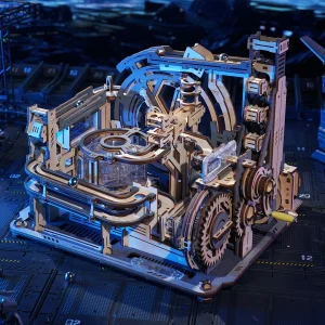 rokr marble spaceport marble run 3d wooden puzzle lgc01