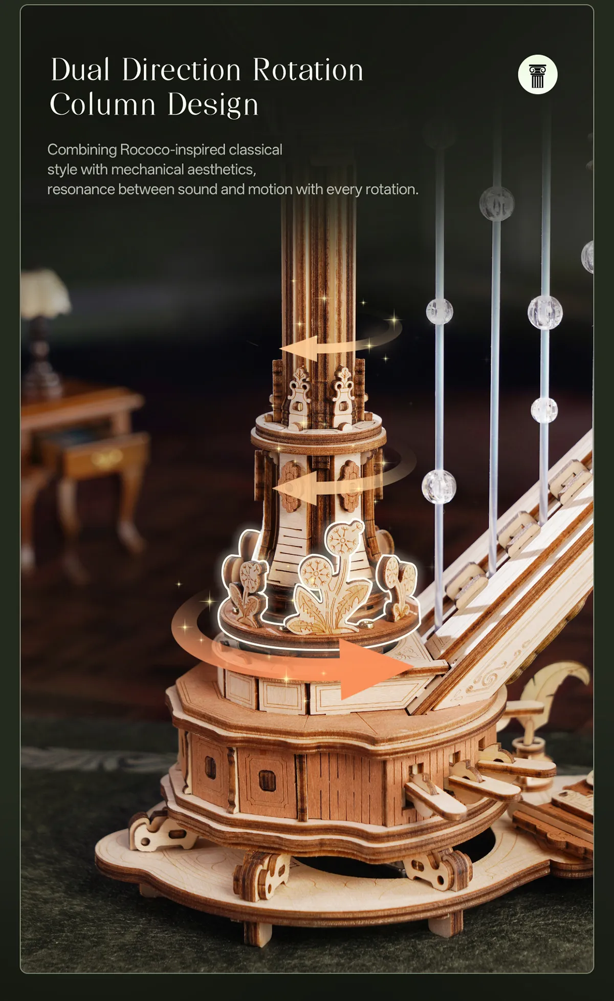 rokr magic harp amk71 wooden music box model