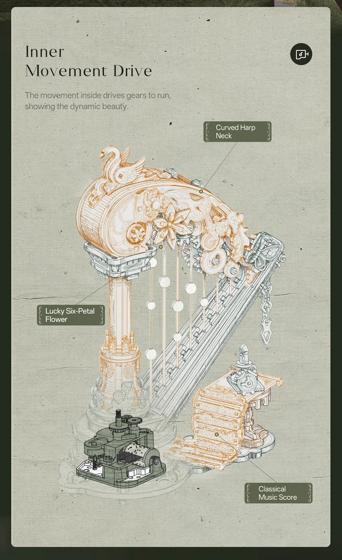 rokr magic harp amk71 wooden music box model