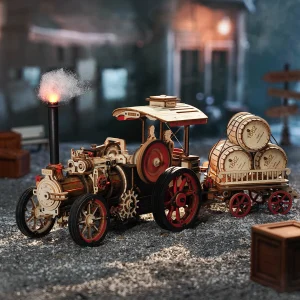 rokr steam engine mechanical 3d wooden puzzle lka01