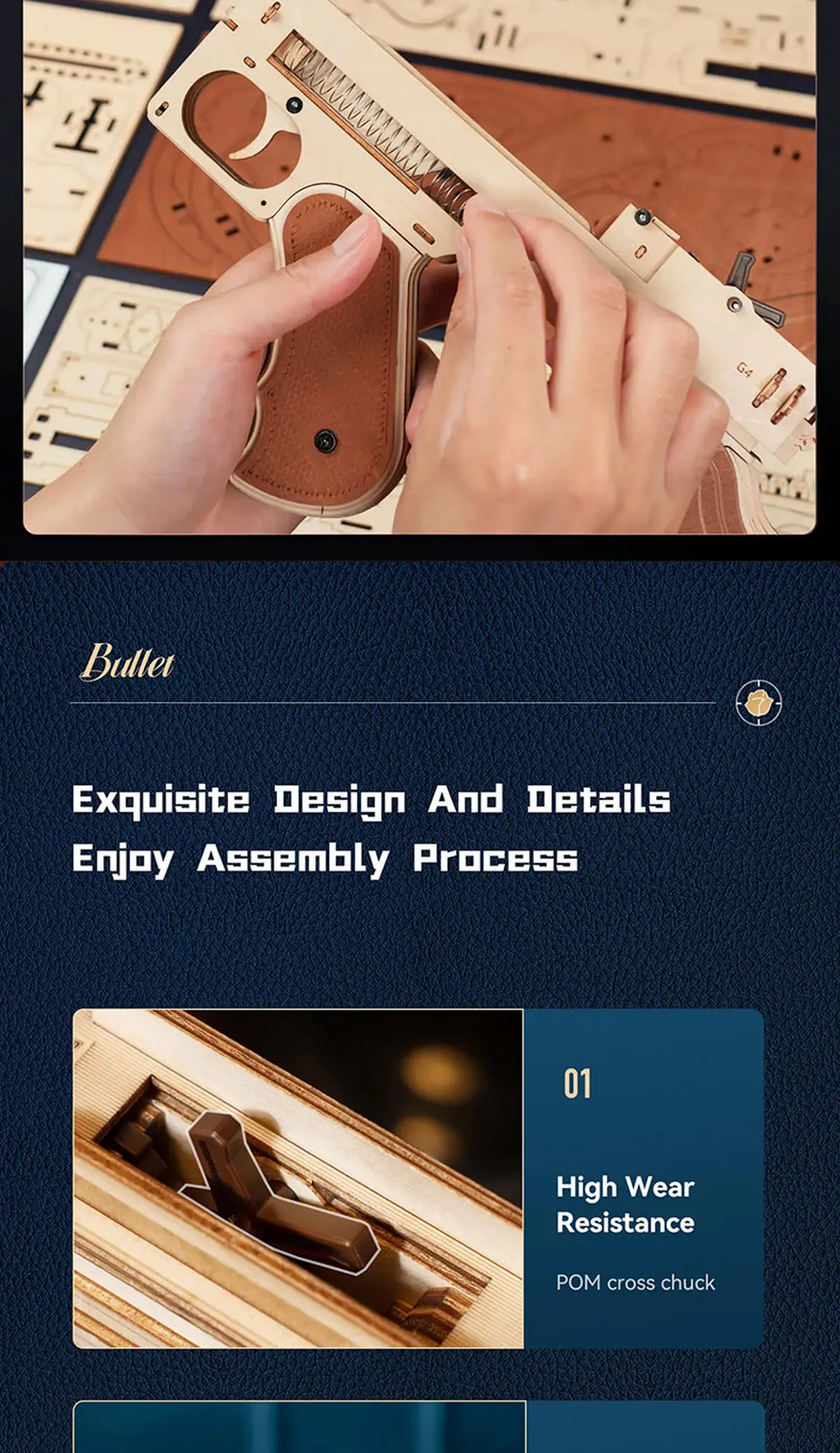 rokr thompson submachine gun toy 3d wooden puzzle lqb01