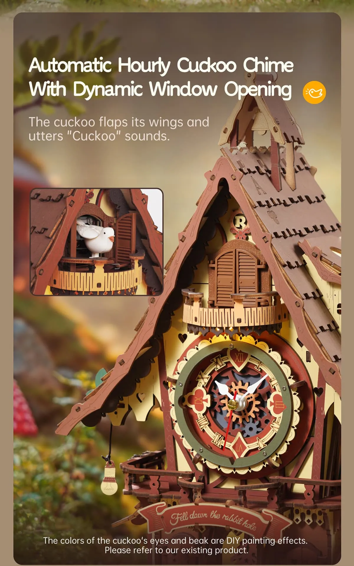rokr cuckoo clock mechanical 3d wooden puzzle