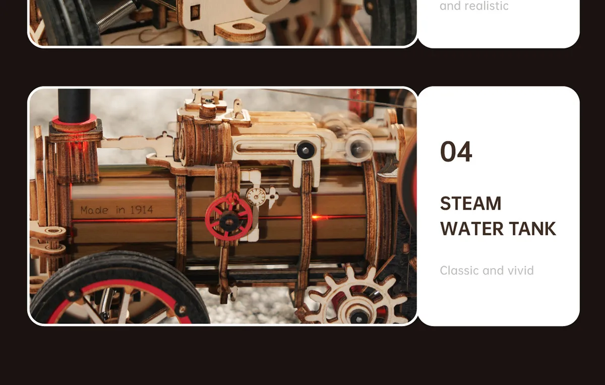 rokr steam engine mechanical 3d wooden puzzle lka01