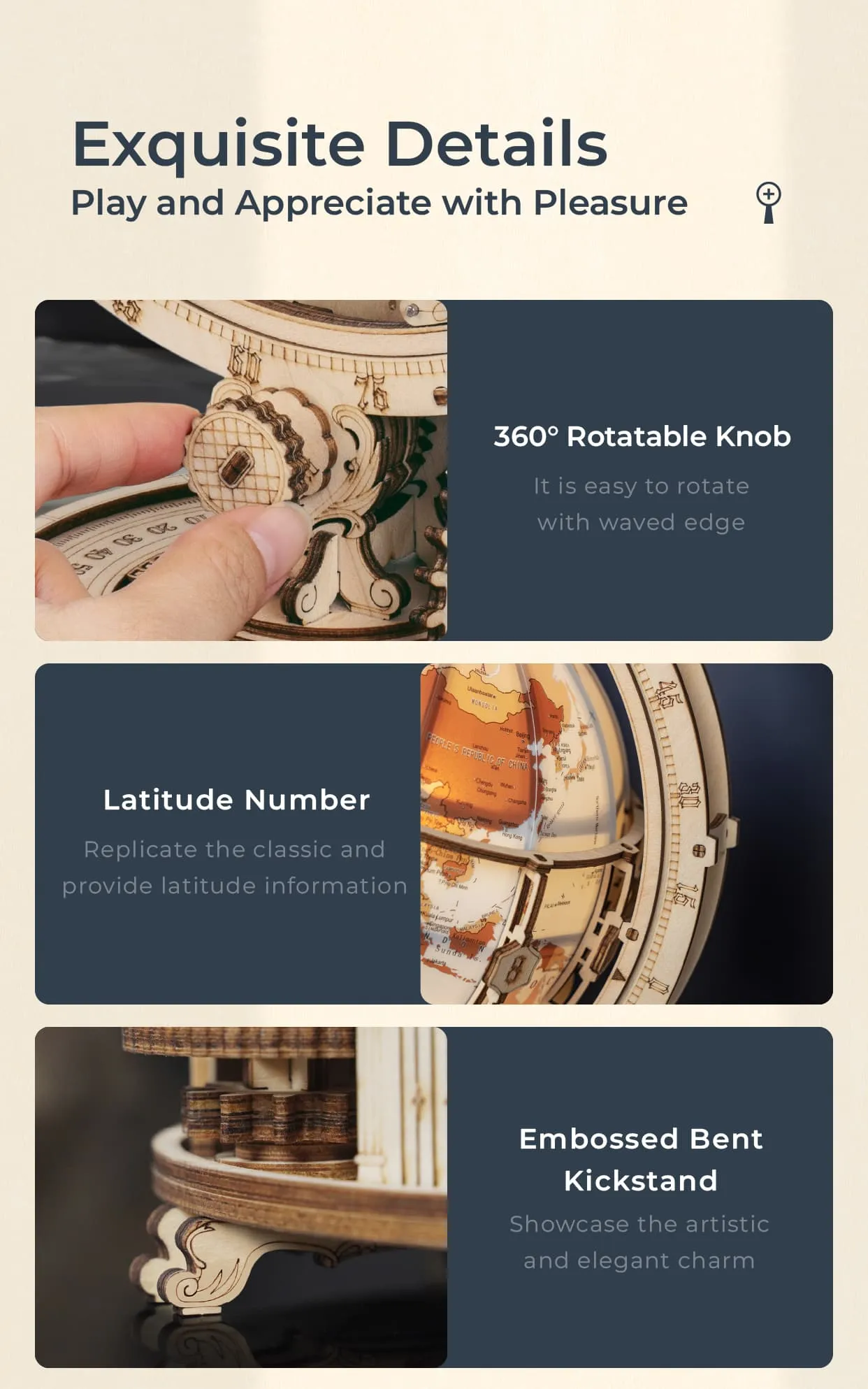 rokr luminous globe st003 3d wooden model