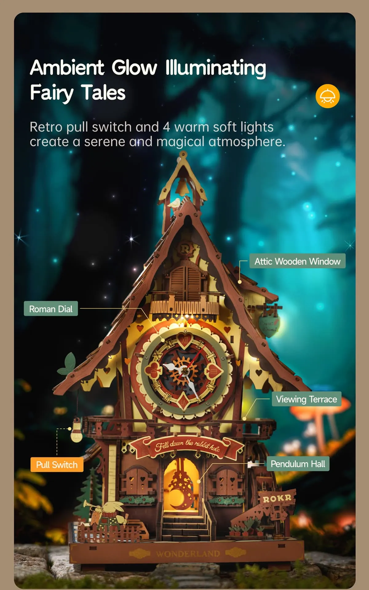 rokr cuckoo clock mechanical 3d wooden puzzle
