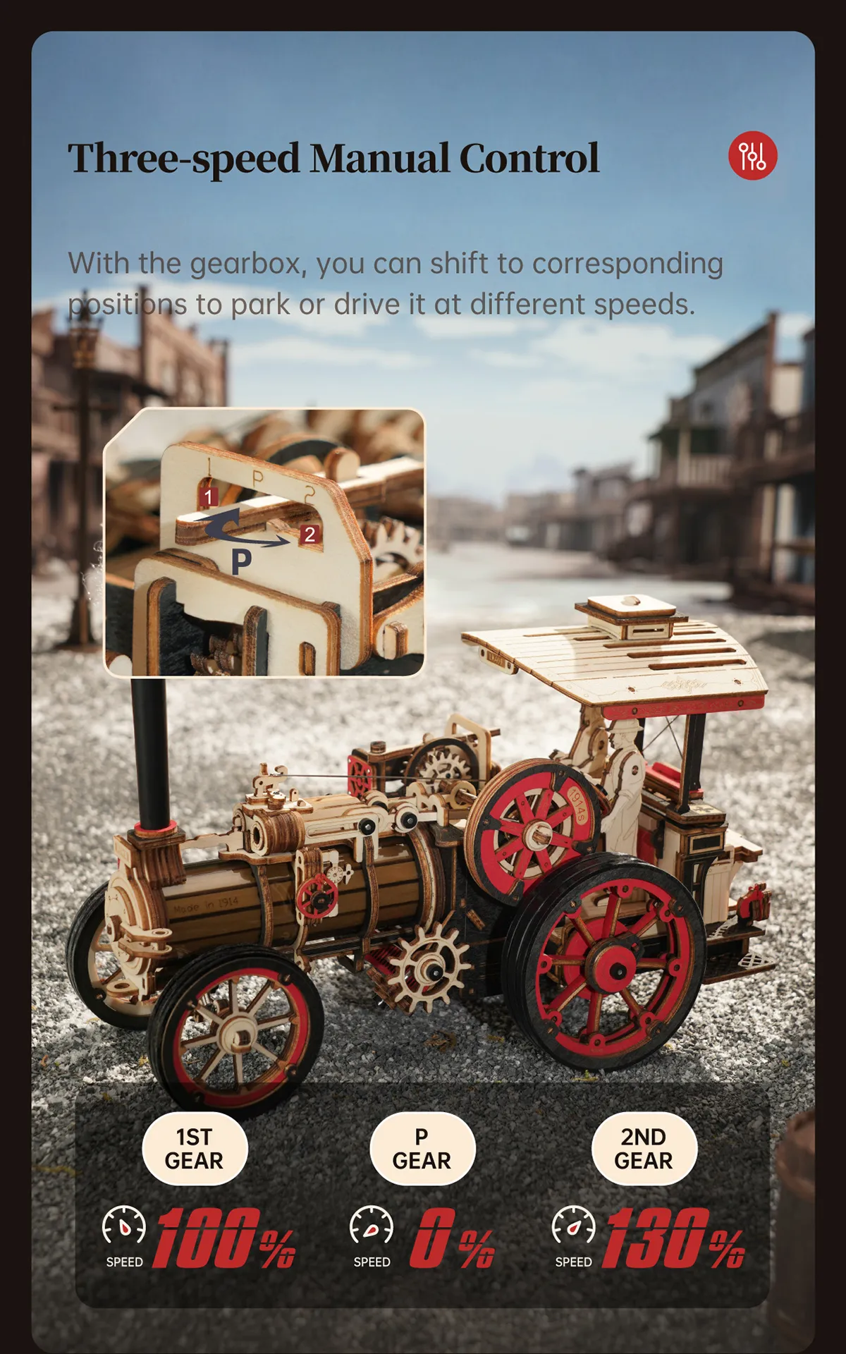 rokr steam engine mechanical 3d wooden puzzle lka01