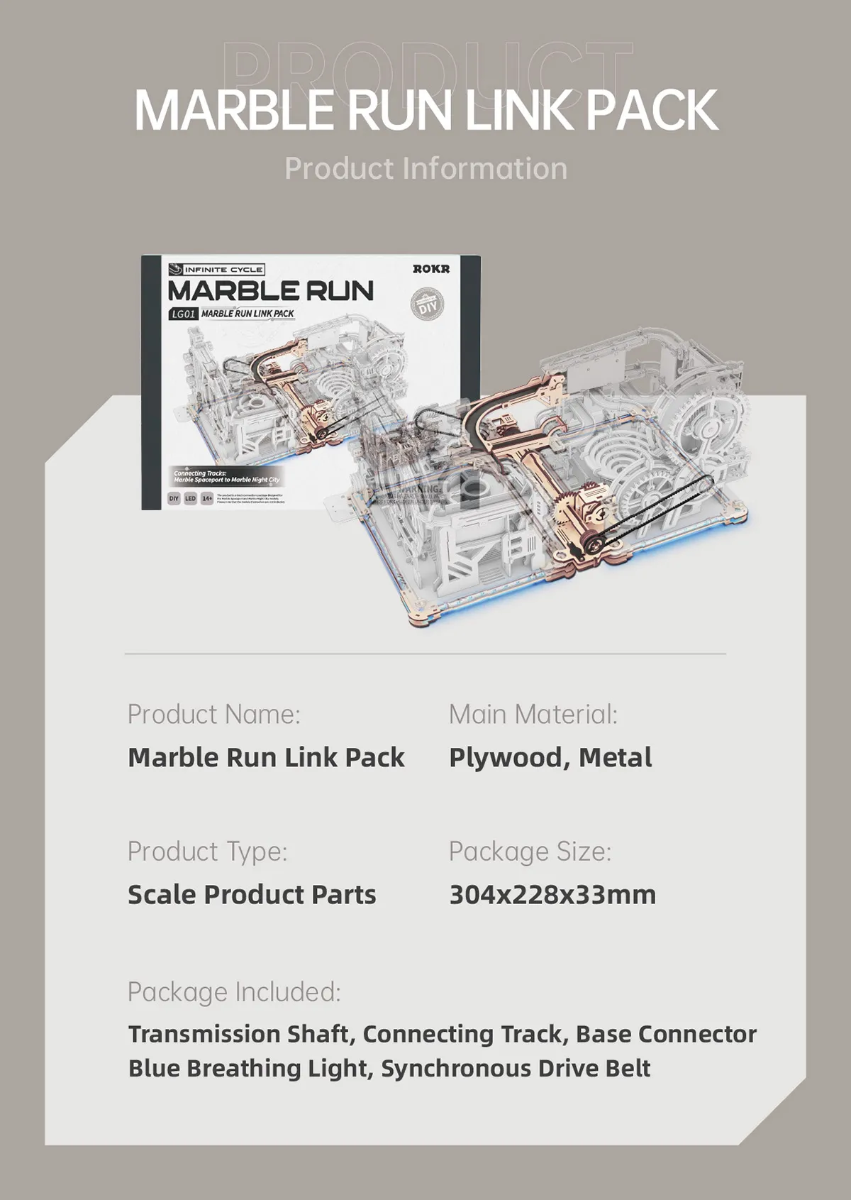 rokr marble spaceport marble run 3d wooden puzzle lgc01