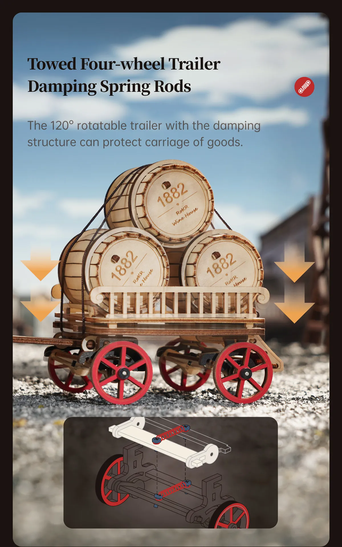 rokr steam engine mechanical 3d wooden puzzle lka01