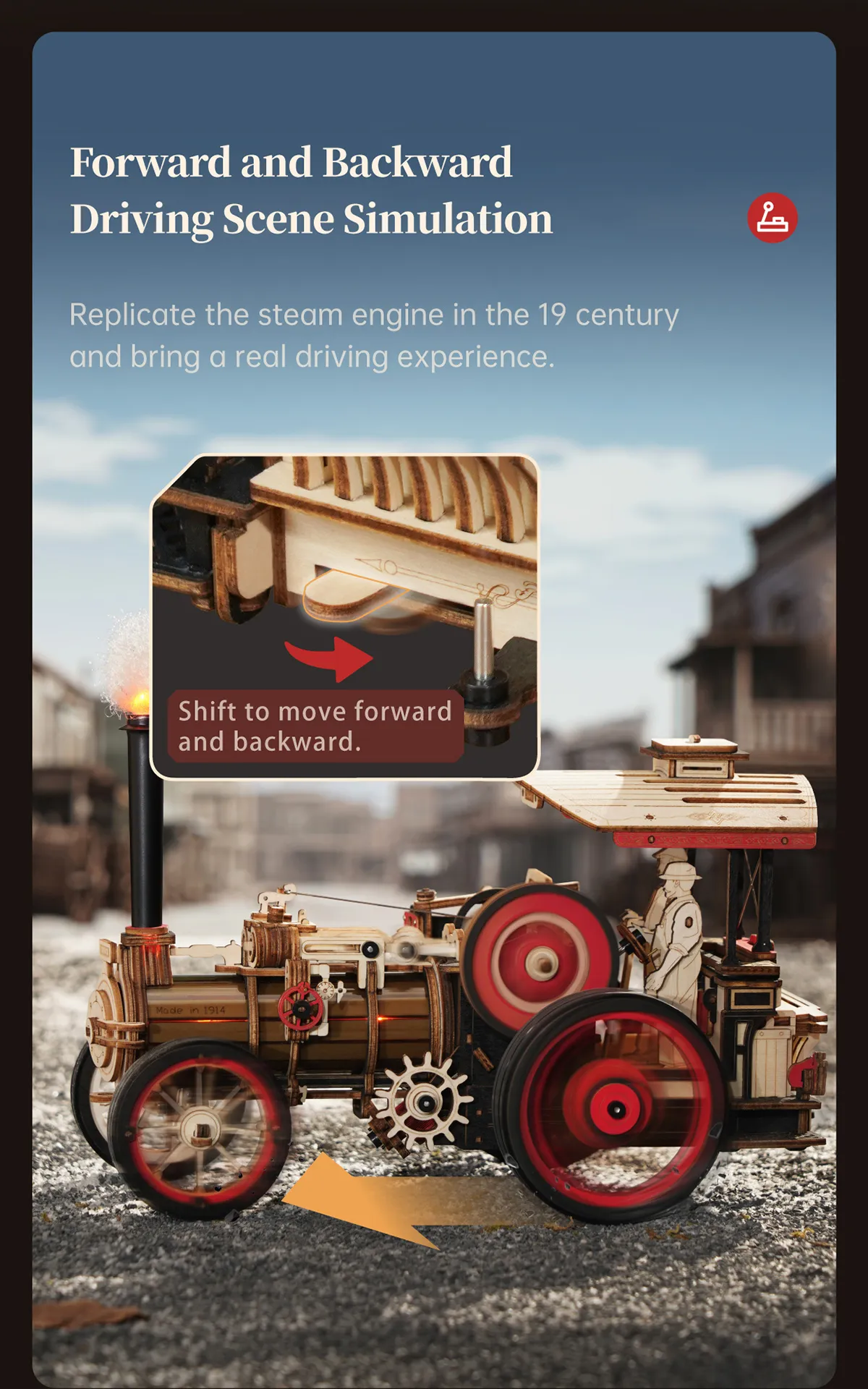 rokr steam engine mechanical 3d wooden puzzle lka01