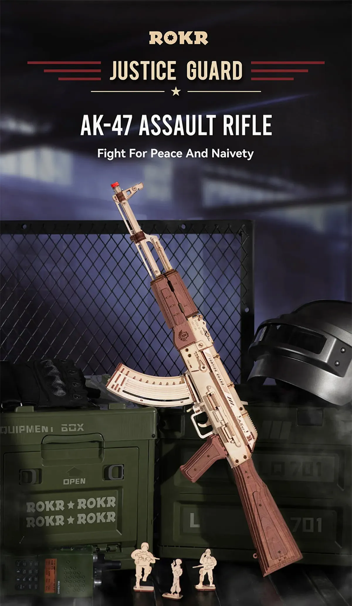 rokr ak 47 assault rifle gun toy 3d wooden puzzle lq901