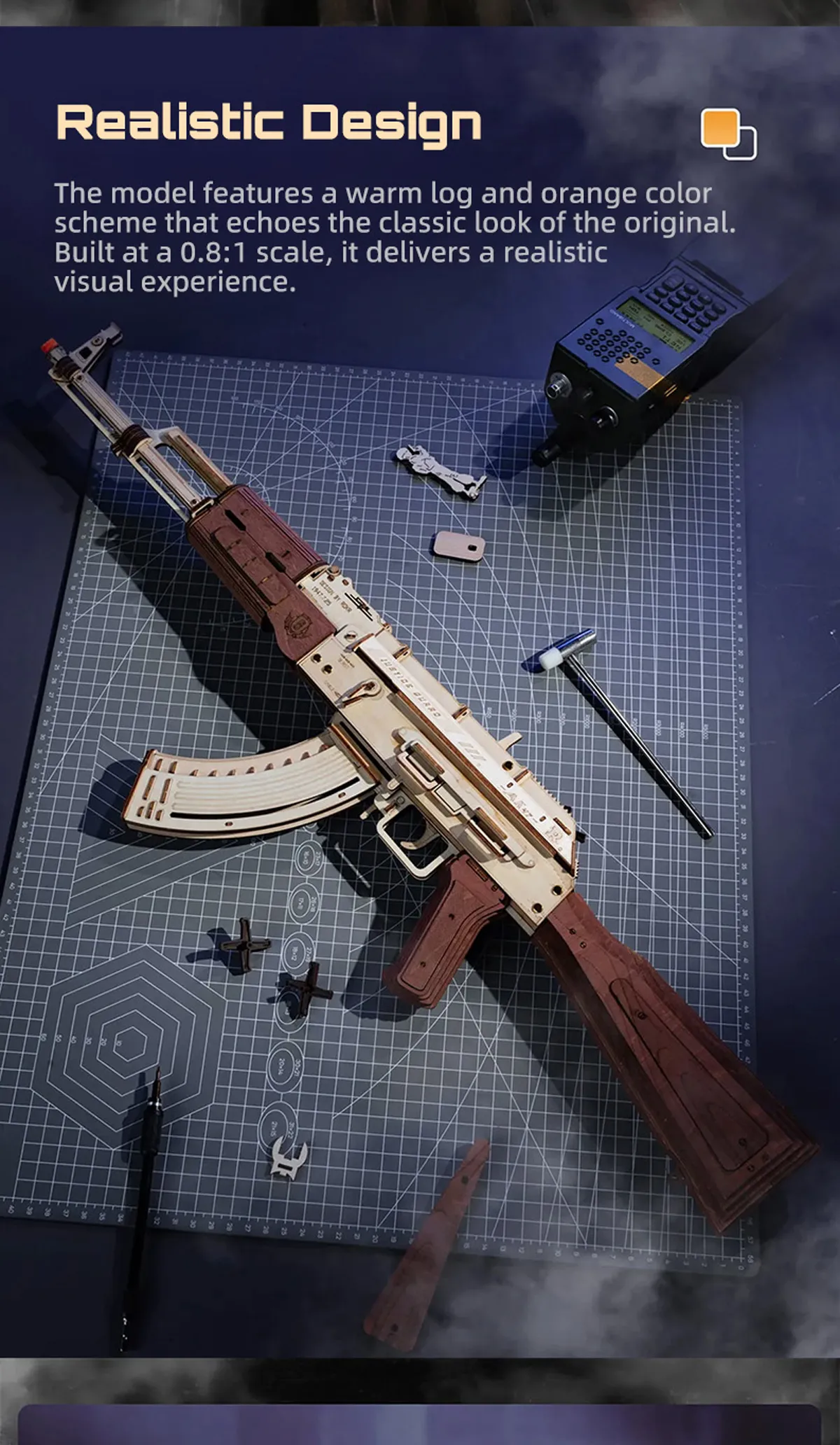 rokr ak 47 assault rifle gun toy 3d wooden puzzle lq901