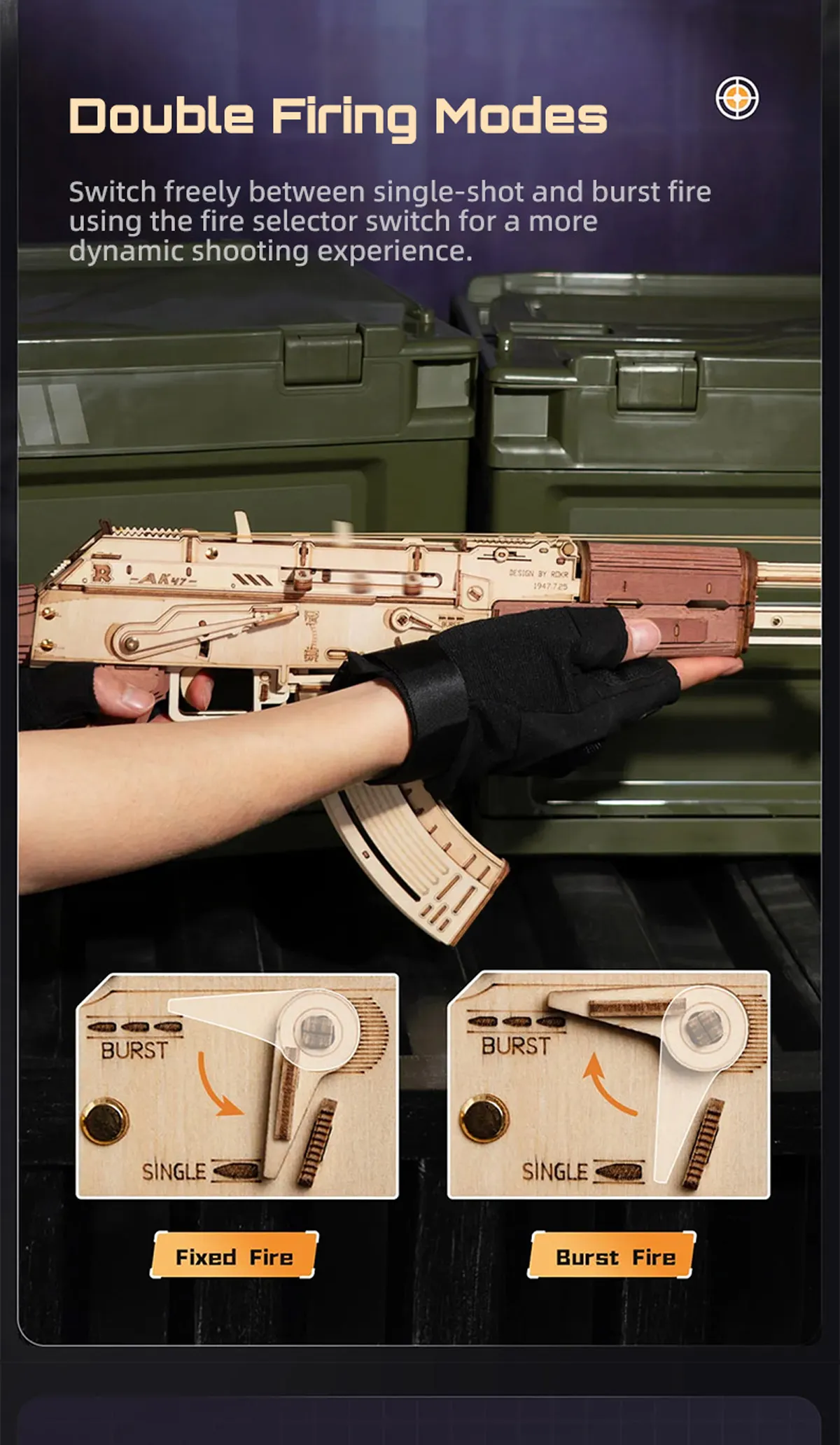 rokr ak 47 assault rifle gun toy 3d wooden puzzle lq901