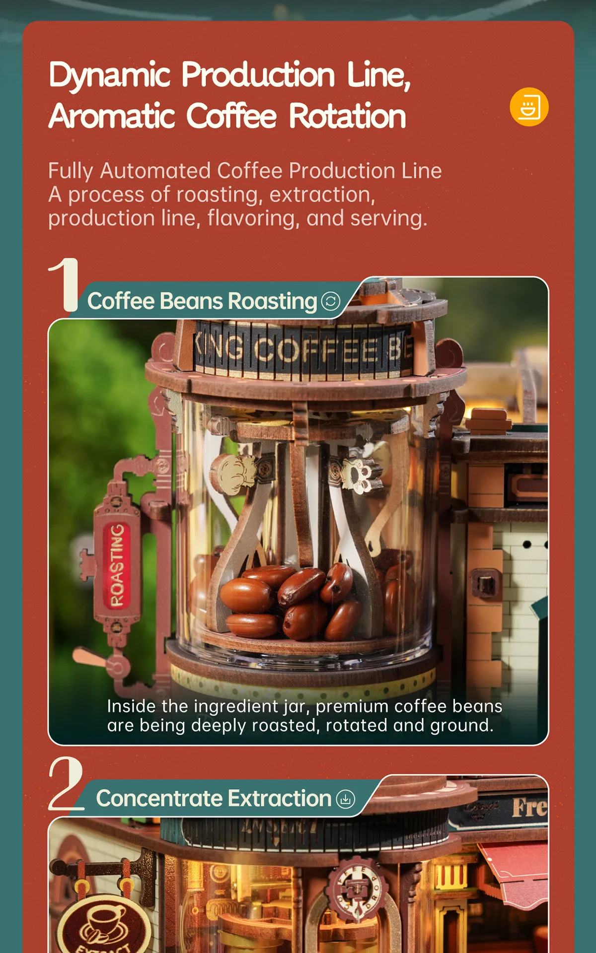 rokr dream coffee factory eab02 wooden music box model