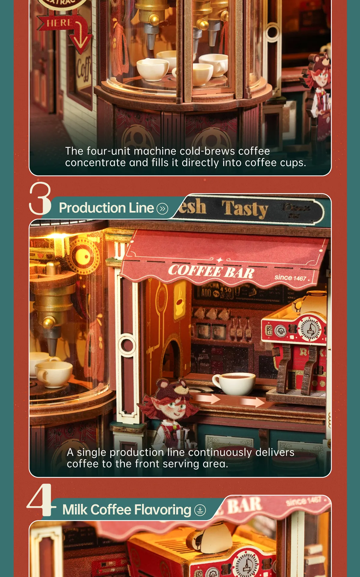 rokr dream coffee factory eab02 wooden music box model