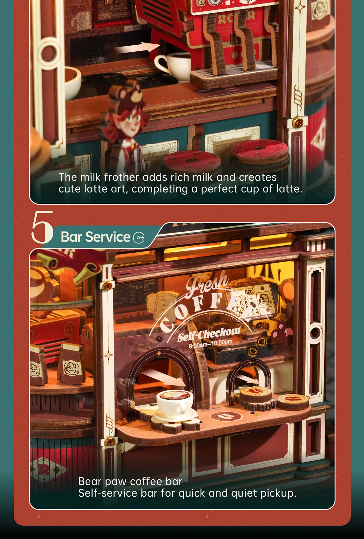 rokr dream coffee factory eab02 wooden music box model