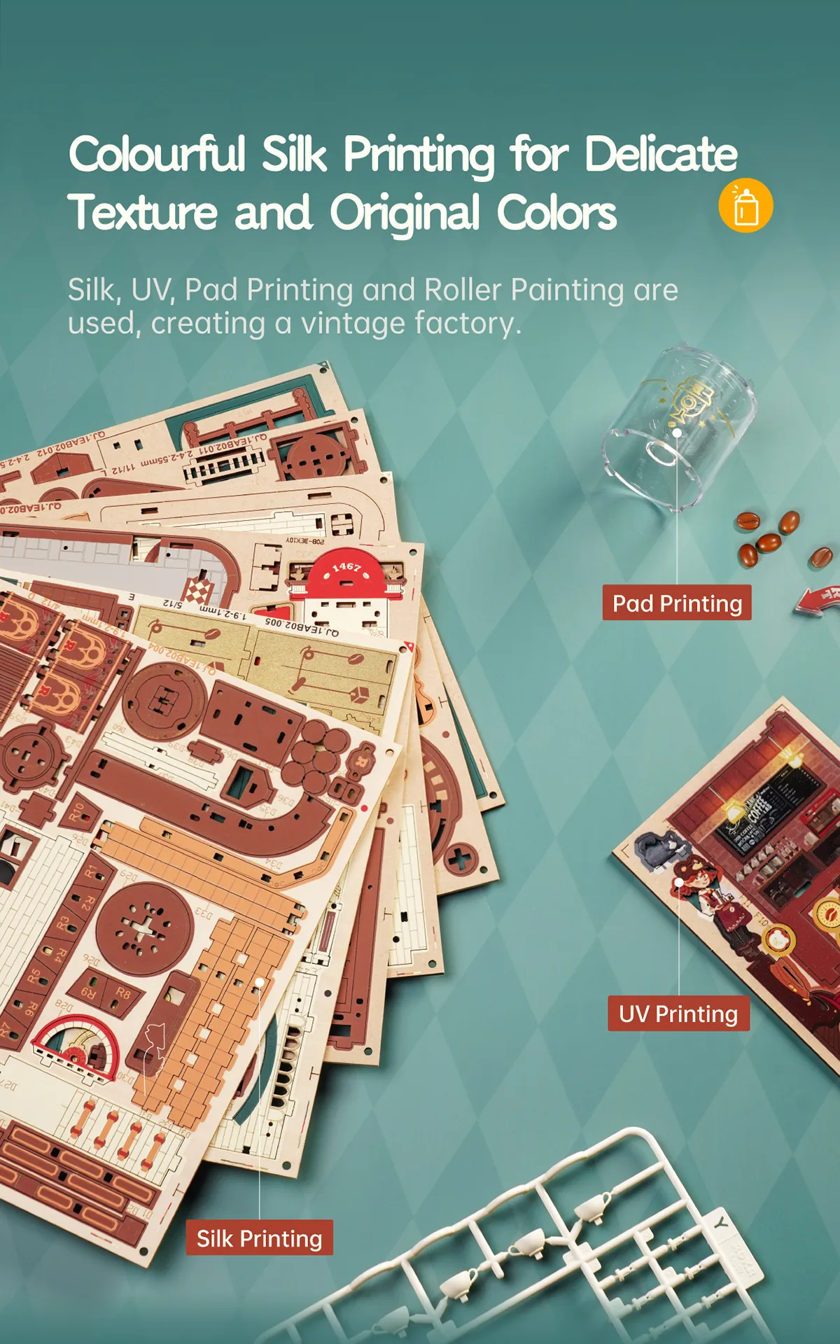 rokr dream coffee factory eab02 wooden music box model