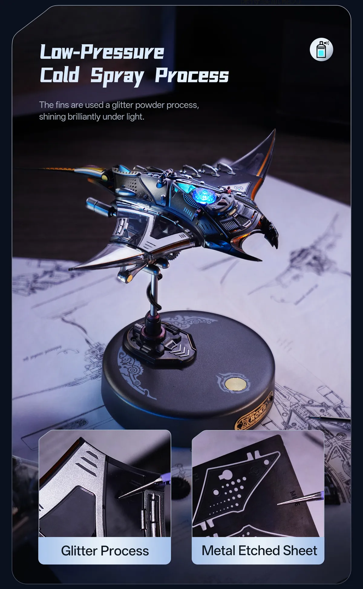 rokr manta ray mechanical 3d puzzle kit mi06