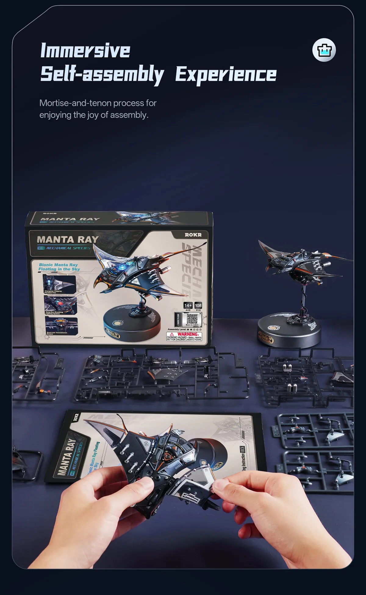 rokr manta ray mechanical 3d puzzle kit mi06