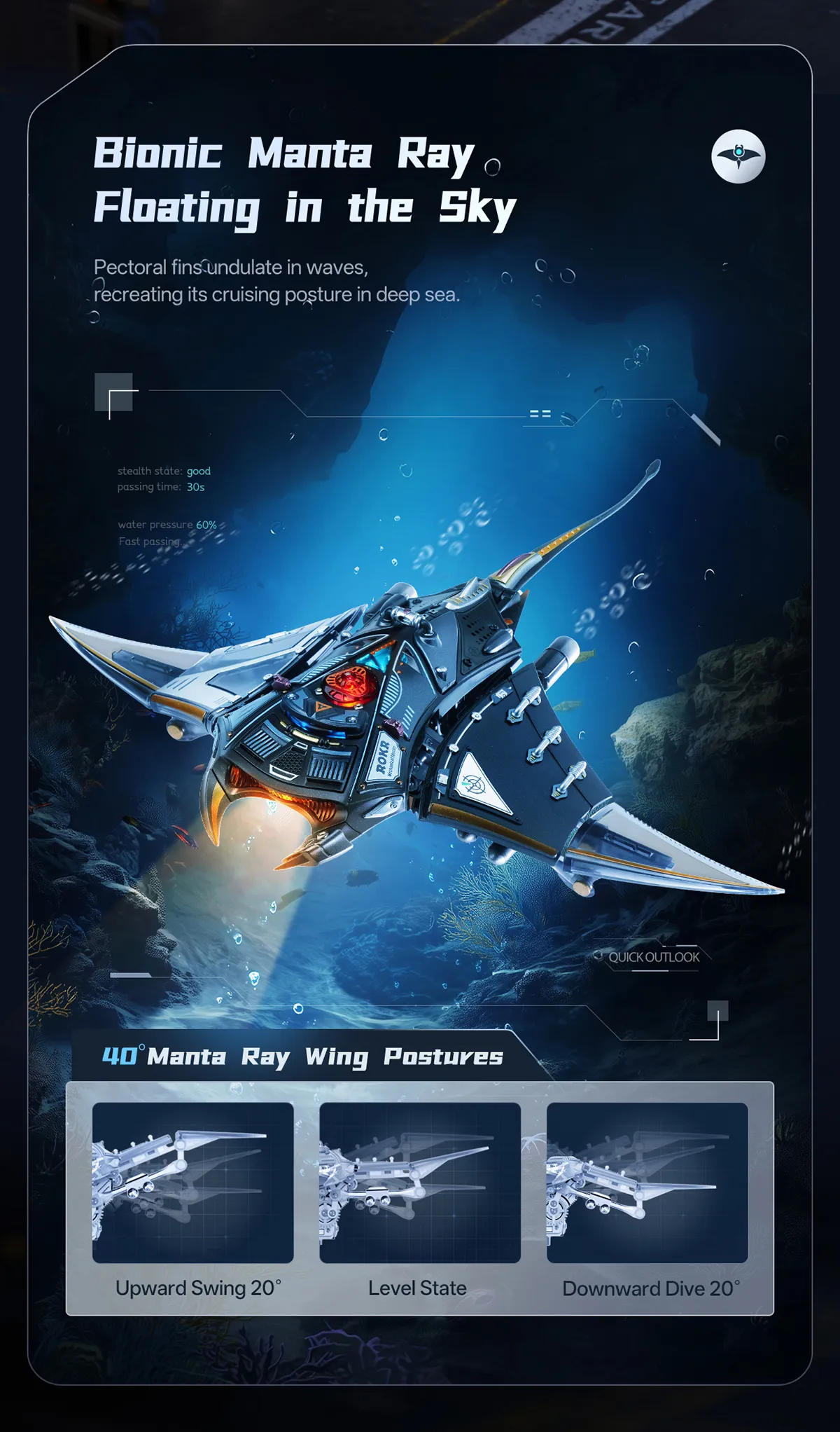 rokr manta ray mechanical 3d puzzle kit mi06