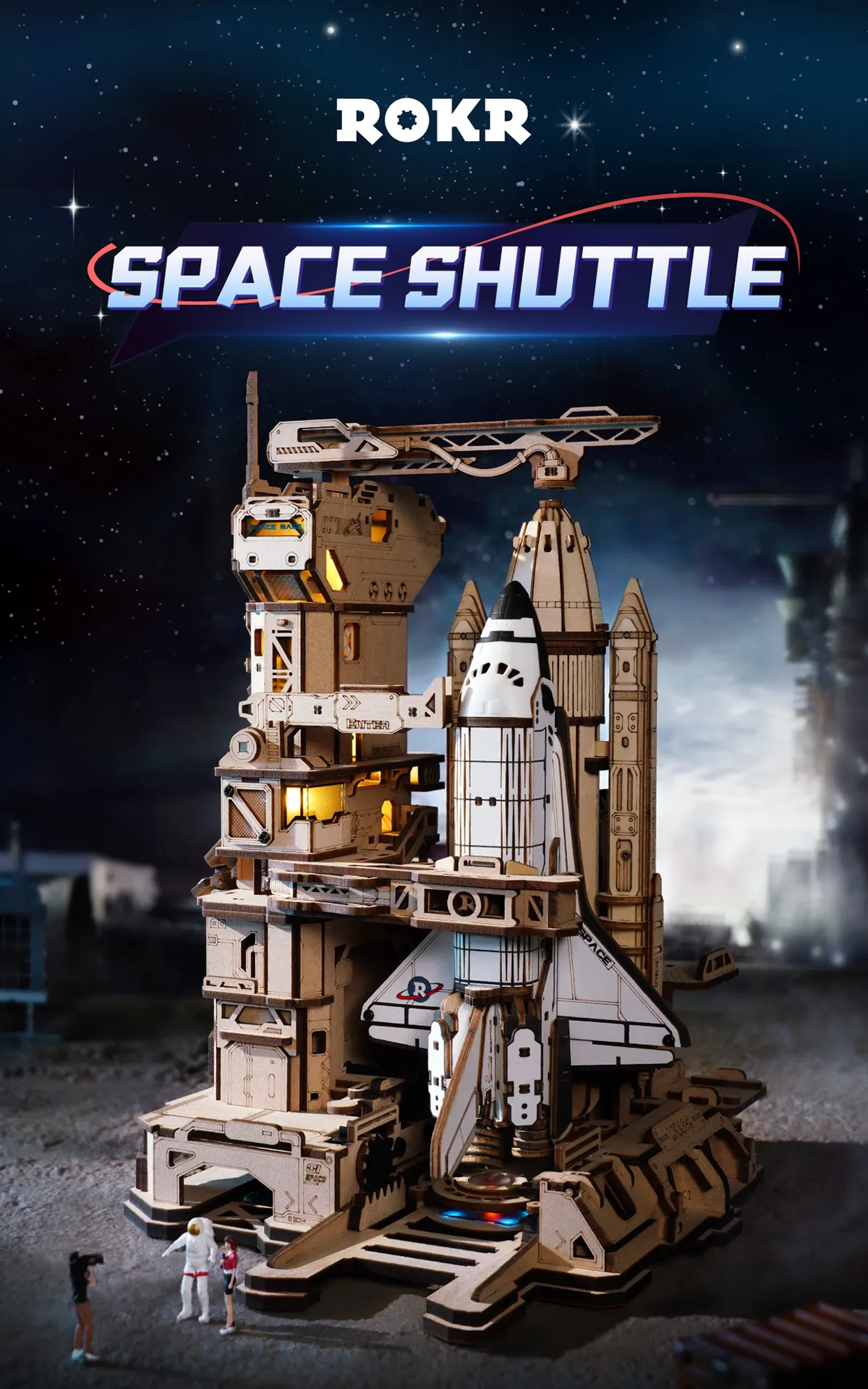 rokr space shuttle lka02 wooden 3d puzzle kit