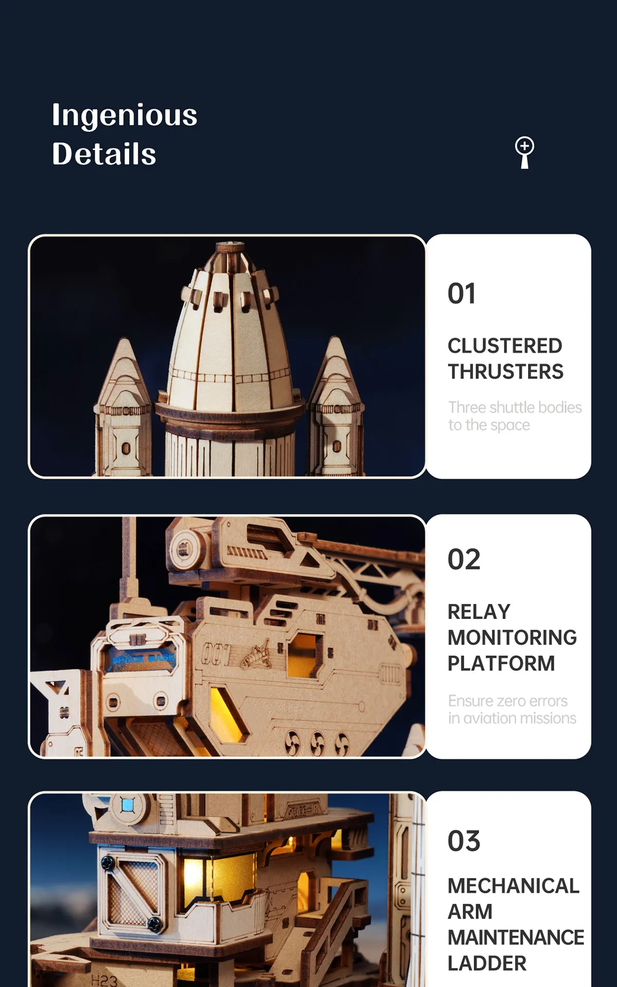 rokr space shuttle lka02 wooden 3d puzzle kit