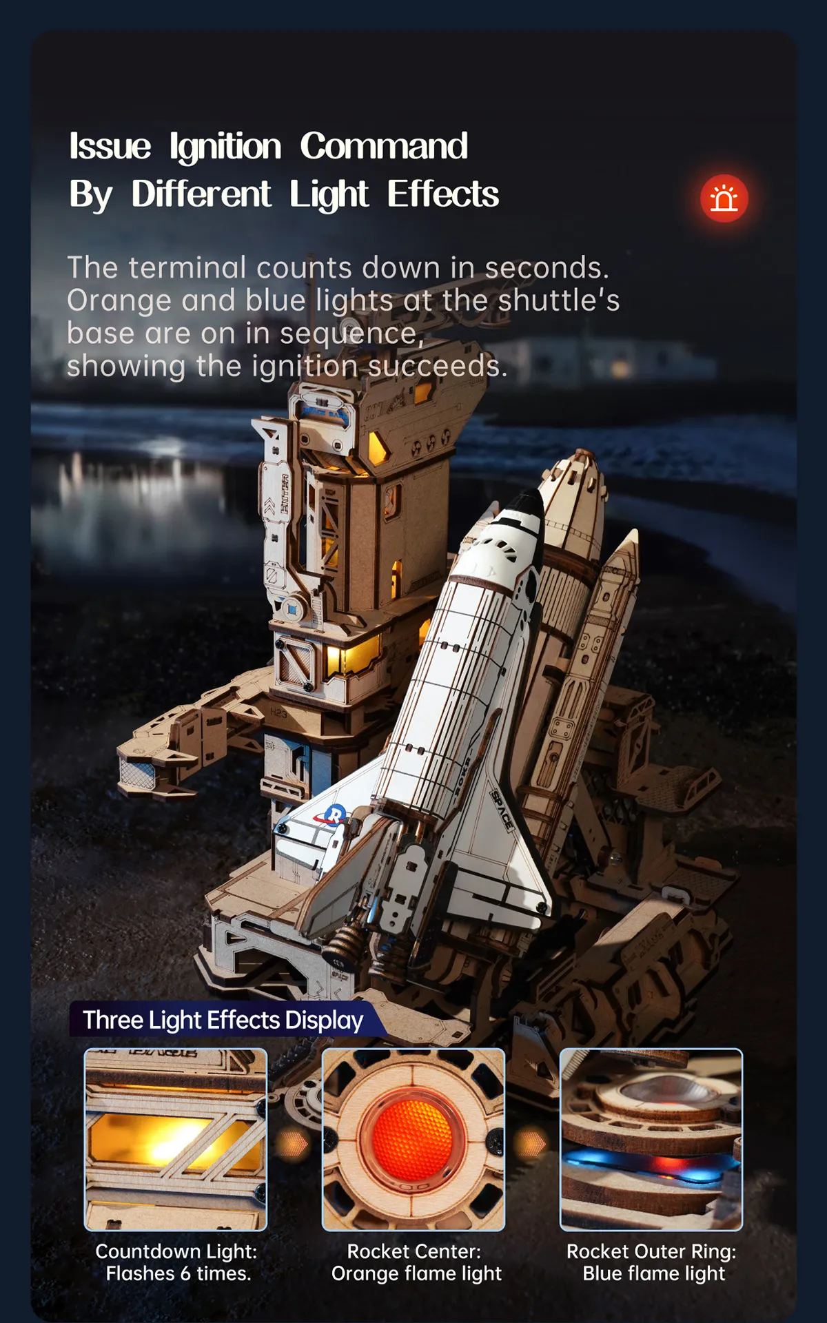 rokr space shuttle lka02 wooden 3d puzzle kit